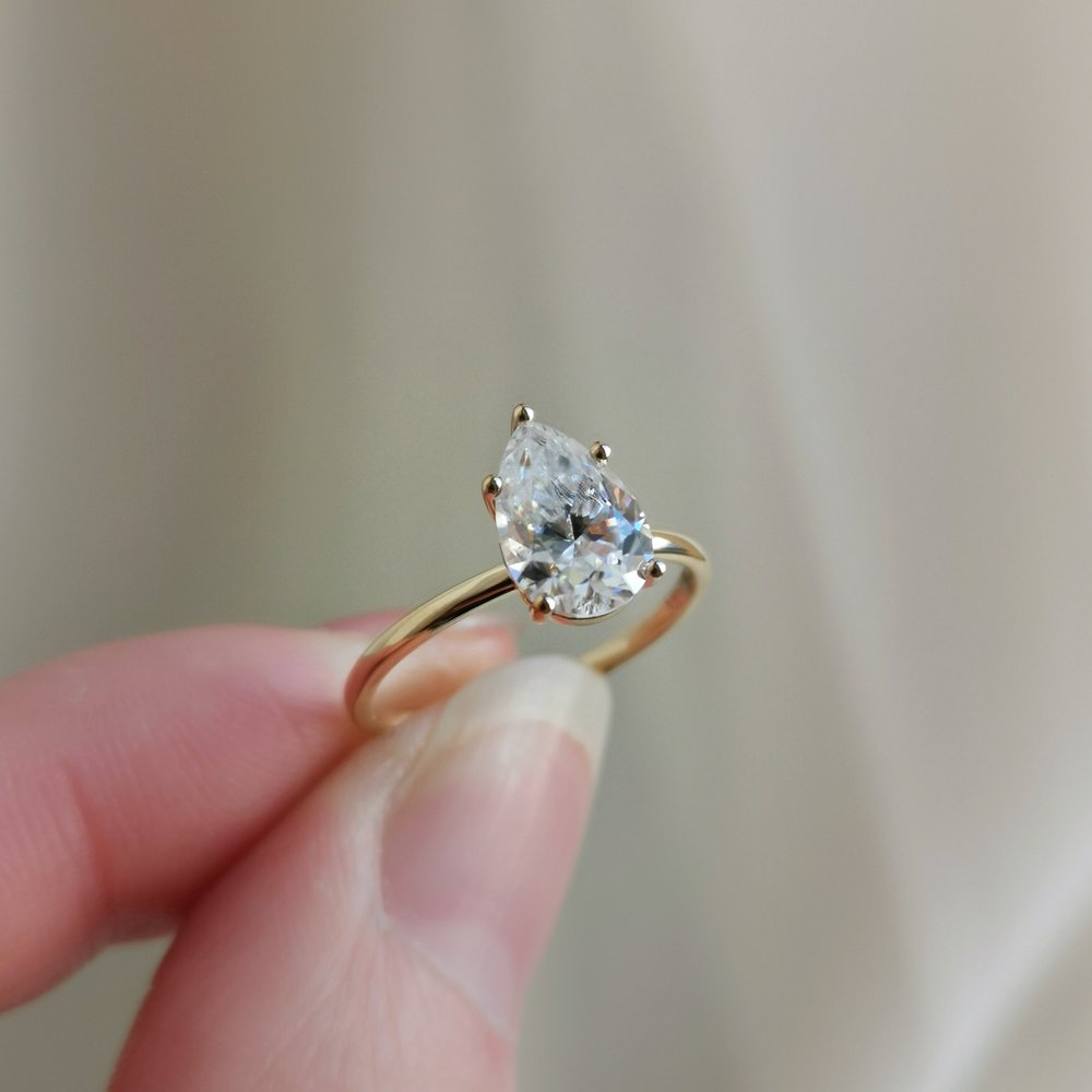 1.36 CT Pear Shaped Moissanite Solitaire Engagement Ring