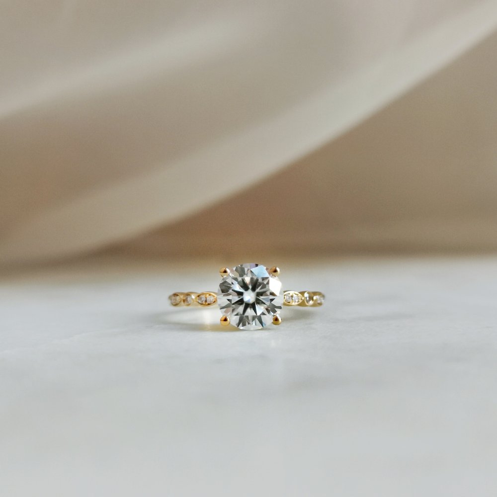 1.20 CT Round Shaped Moissanite Pave Setting Engagement Ring