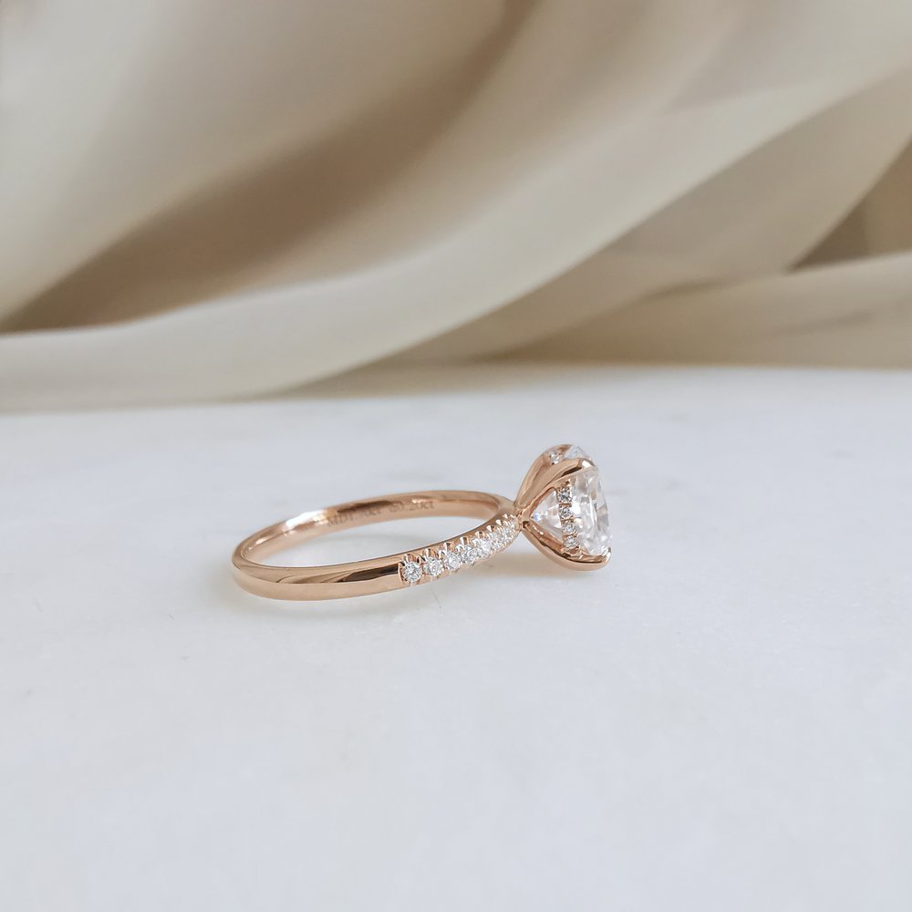 2.0 CT Oval Shaped Moissanite Hidden Halo Engagement Ring