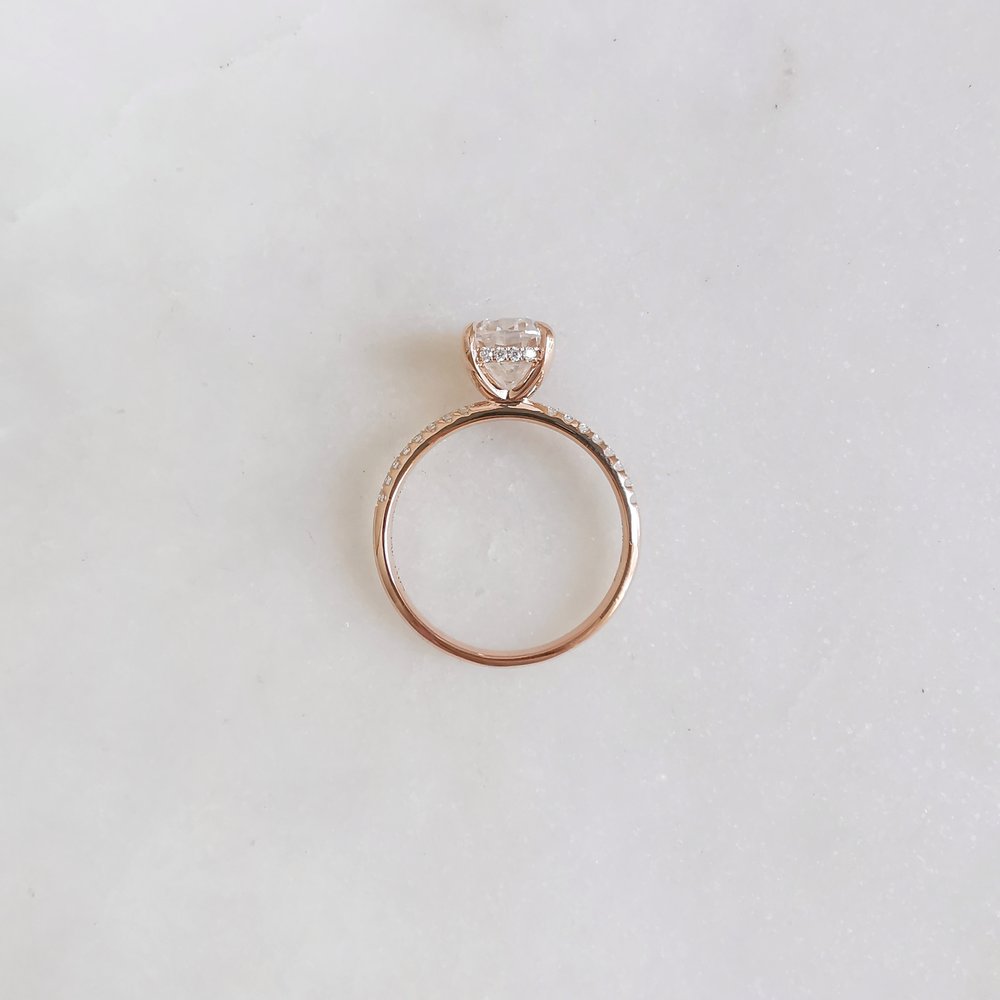 2.0 CT Oval Shaped Moissanite Hidden Halo Engagement Ring