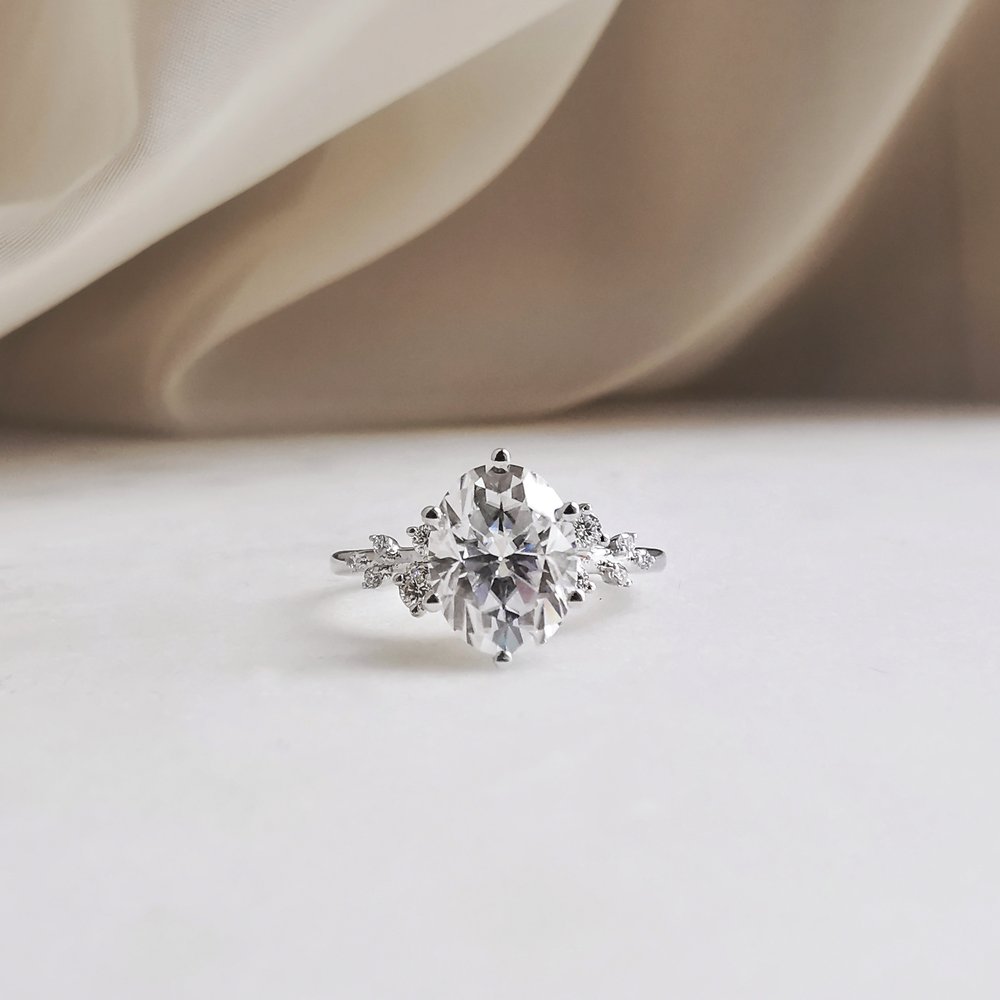 2.0 CT Round Shaped Moissanite Pave Setting Engagement Ring