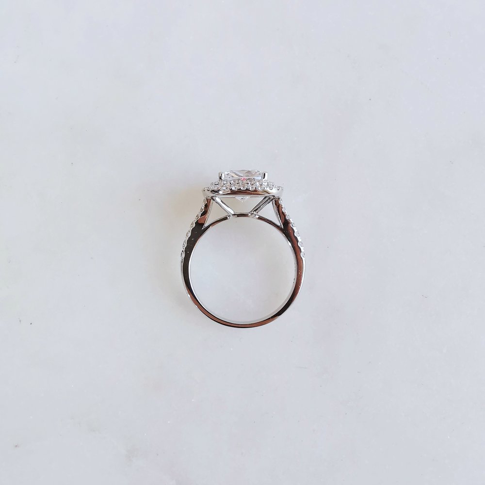 3.0 CT Cushion Shaped Moissanite Double Halo Engagement Ring