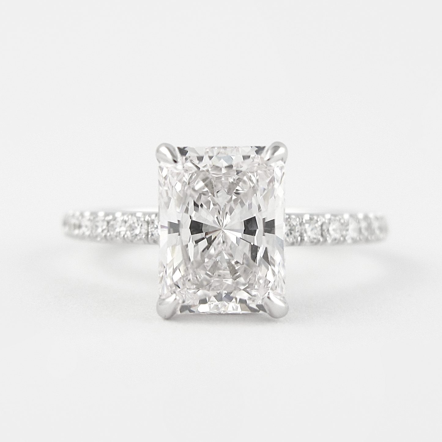 1.80 CT Radiant Hidden Halo & Pave Moissanite Engagement Ring