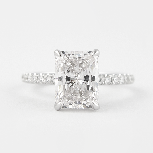 1.80 CT Radiant Hidden Halo & Pave Moissanite Engagement Ring