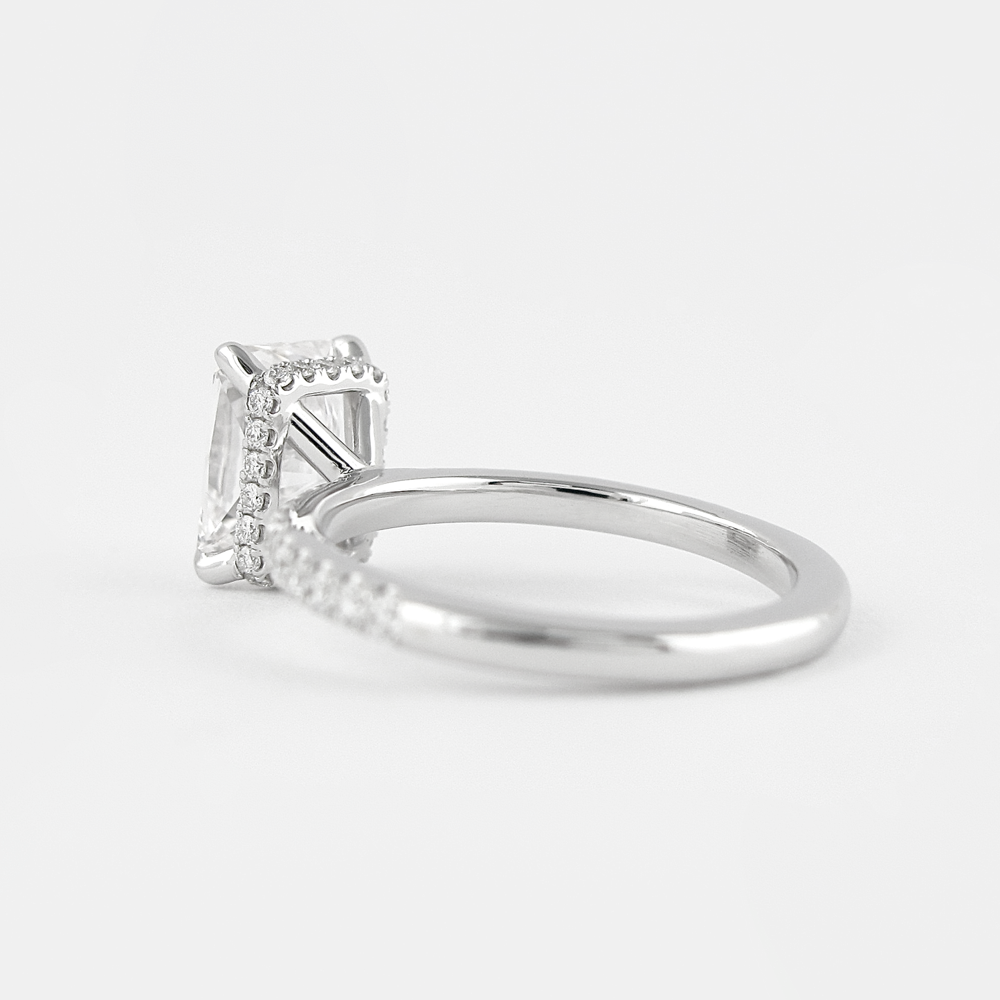 1.80 CT Radiant Hidden Halo & Pave Moissanite Engagement Ring