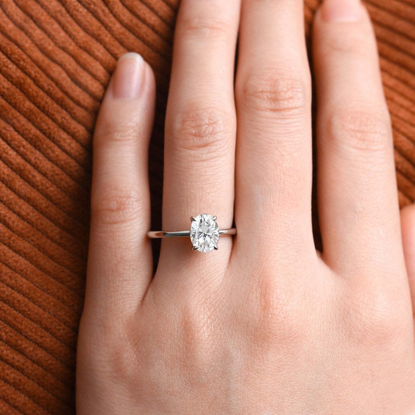 1.33 CT Oval Cut Solitaire Moissanite Engagement Ring
