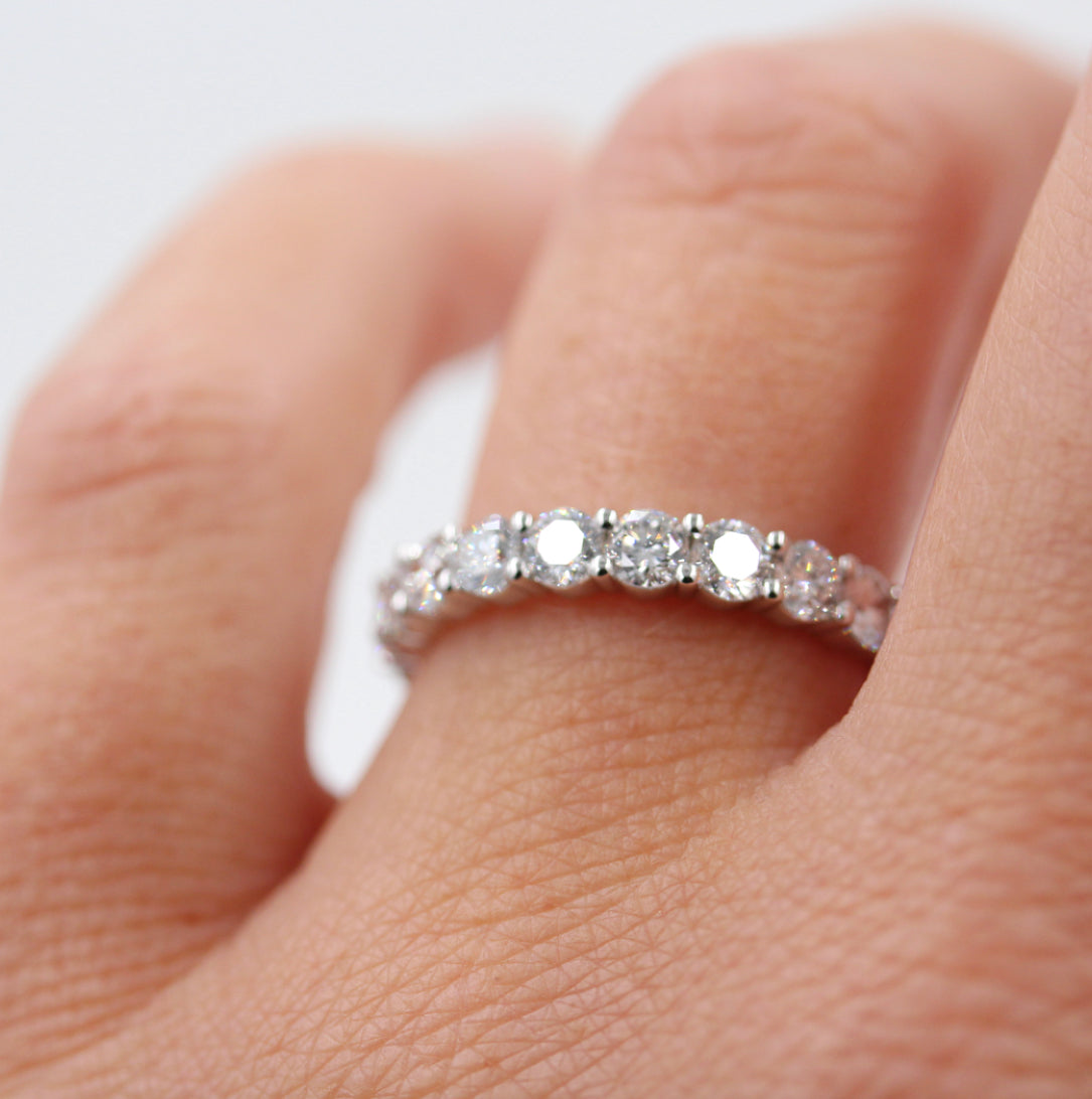 1.0 TCW Round Cut Half Eternity Moissanite Wedding Band