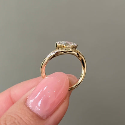 0.71 CT Marquise Half Bezel Curved Solitaire Lab-Grown Diamond Engagement Ring