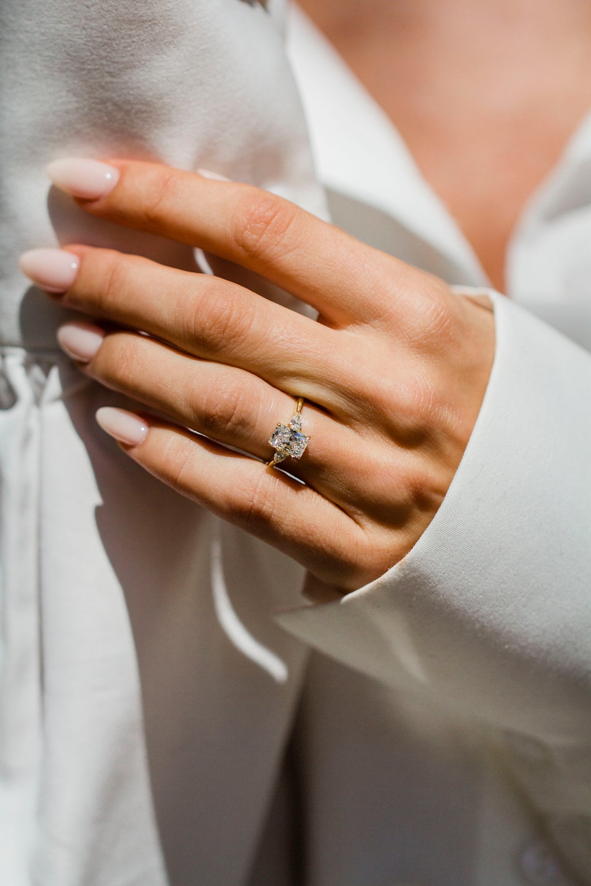Radiant Lab Grown Diamond Three Stone Engagement Ring