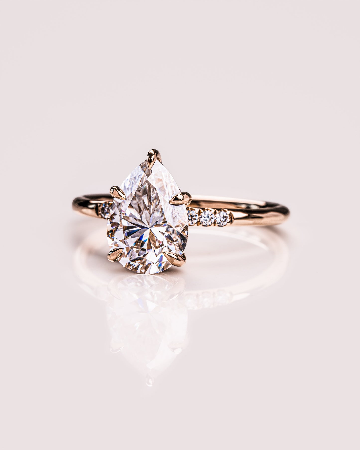 1.93 CT Pear Cut Solitaire Moissanite Engagement Ring With Hidden Halo Setting