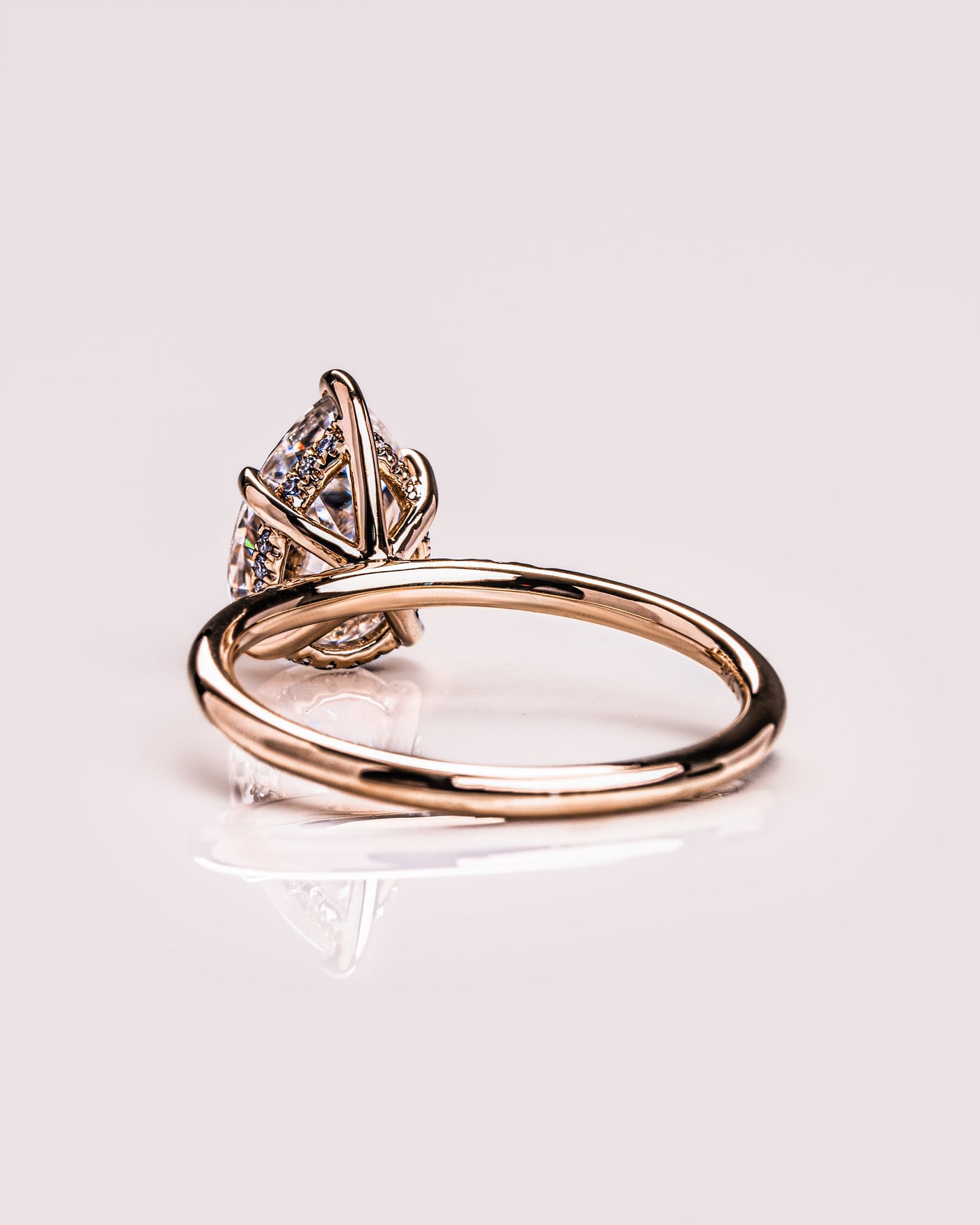 1.93 CT Pear Cut Solitaire Moissanite Engagement Ring With Hidden Halo Setting