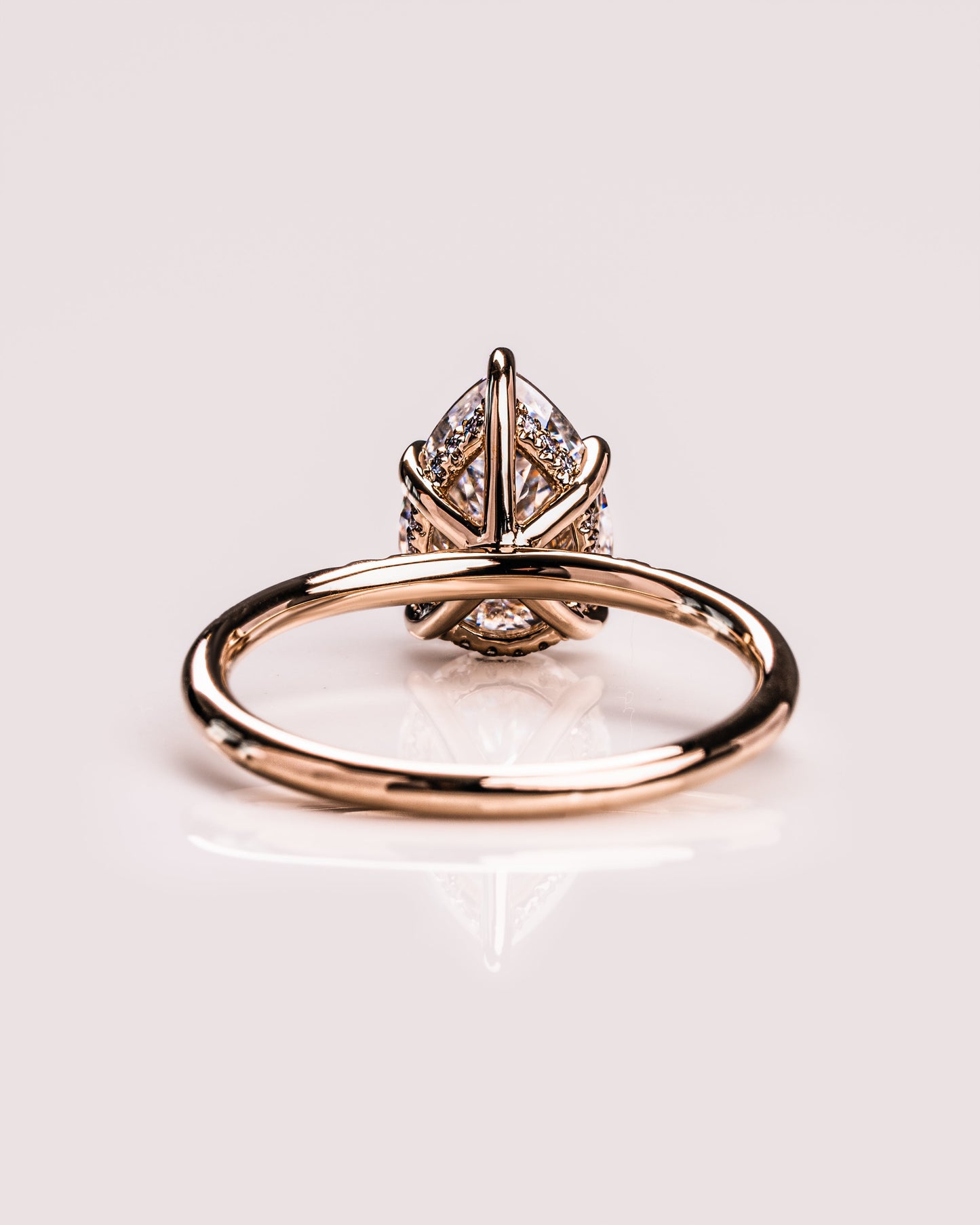 1.93 CT Pear Cut Solitaire Moissanite Engagement Ring With Hidden Halo Setting