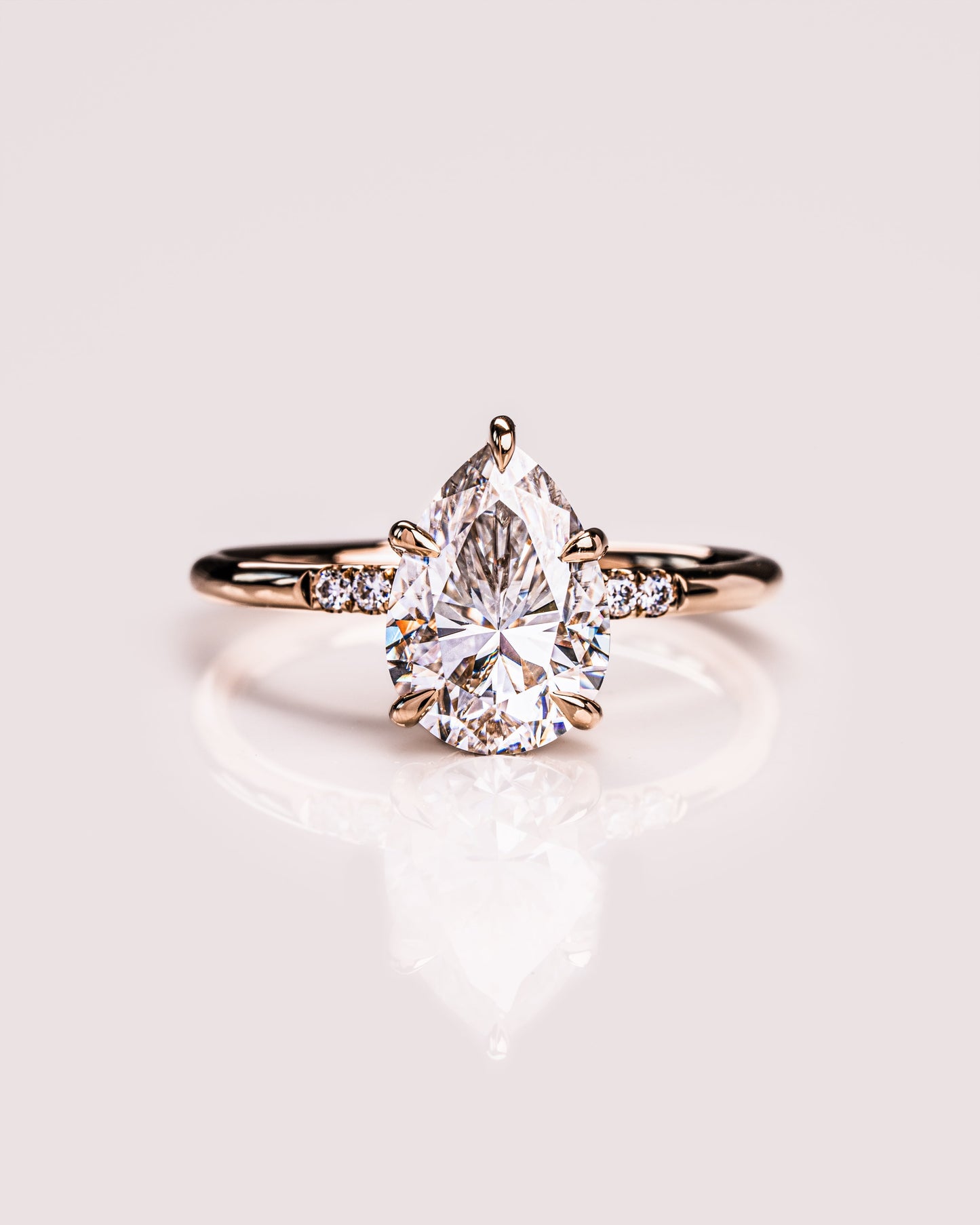 1.93 CT Pear Cut Solitaire Moissanite Engagement Ring With Hidden Halo Setting