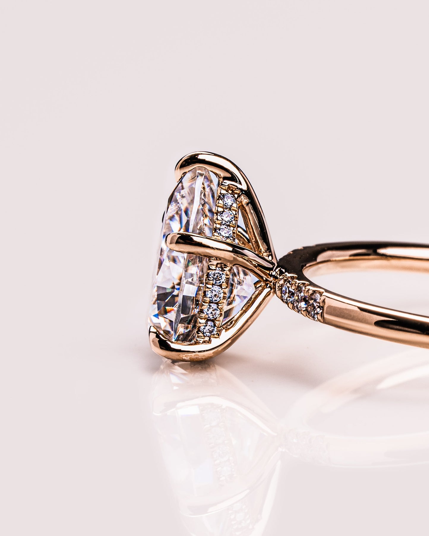 1.93 CT Pear Cut Solitaire Moissanite Engagement Ring With Hidden Halo Setting