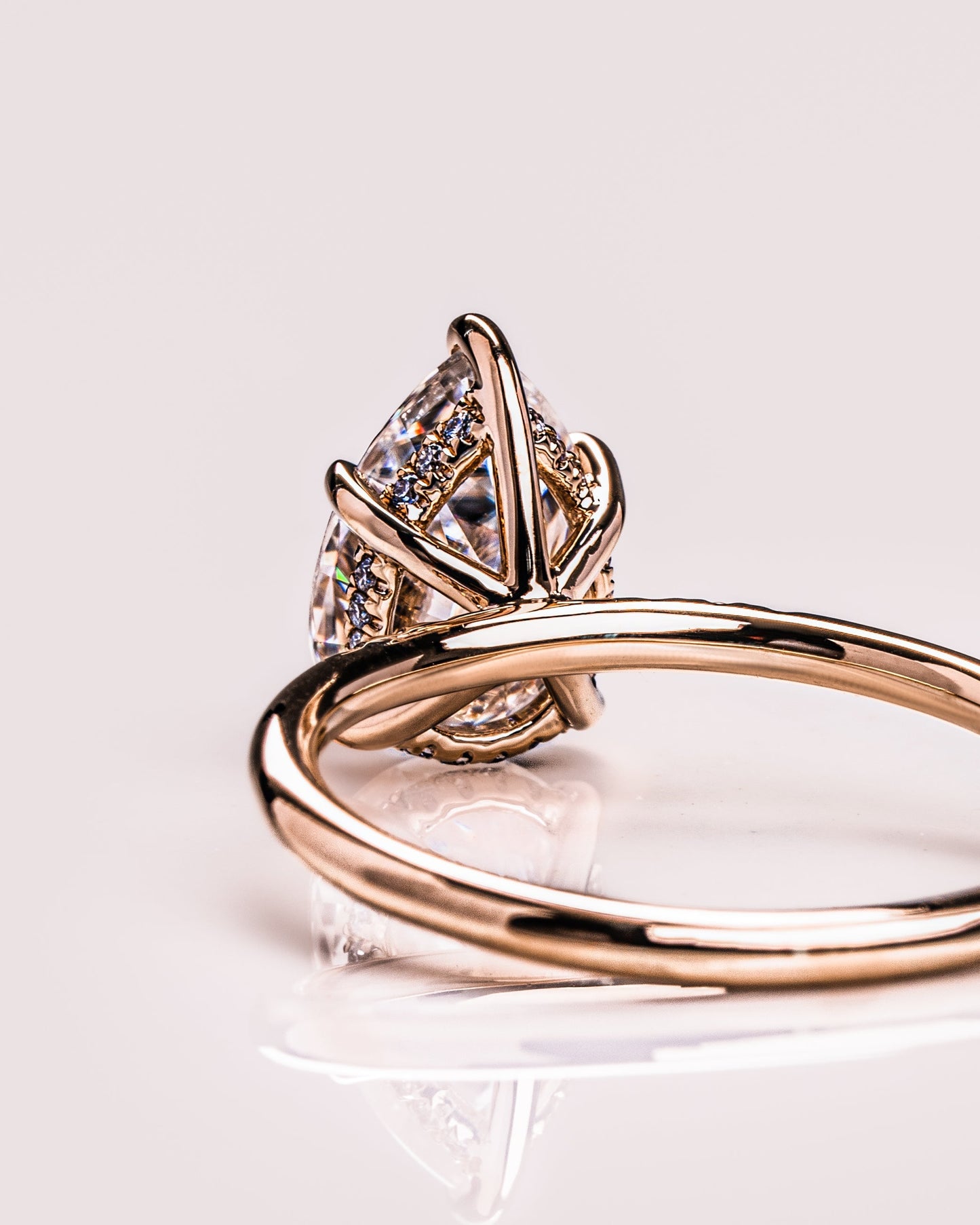 1.93 CT Pear Cut Solitaire Moissanite Engagement Ring With Hidden Halo Setting