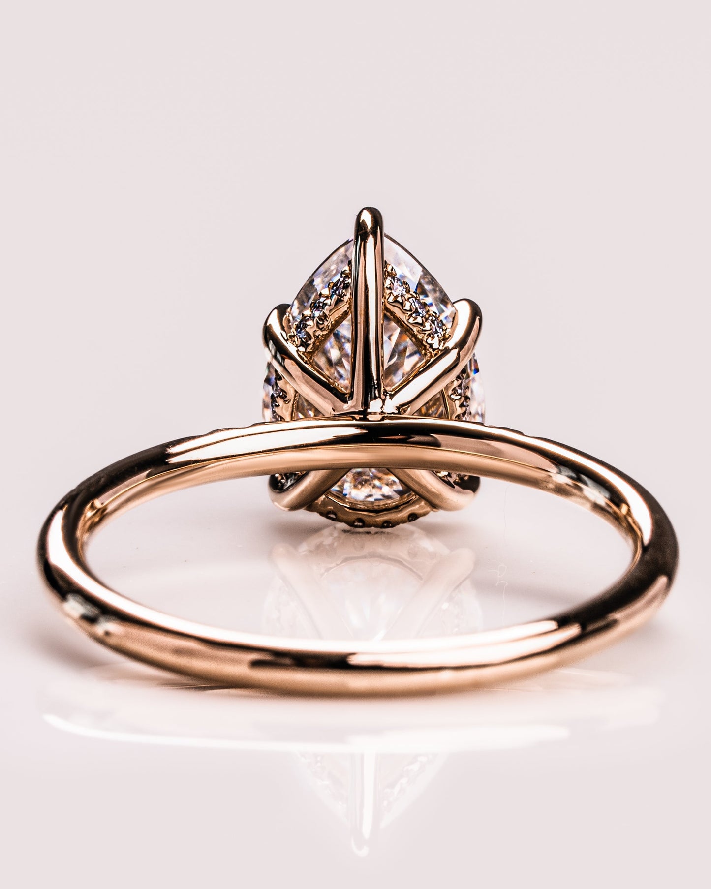 1.93 CT Pear Cut Solitaire Moissanite Engagement Ring With Hidden Halo Setting