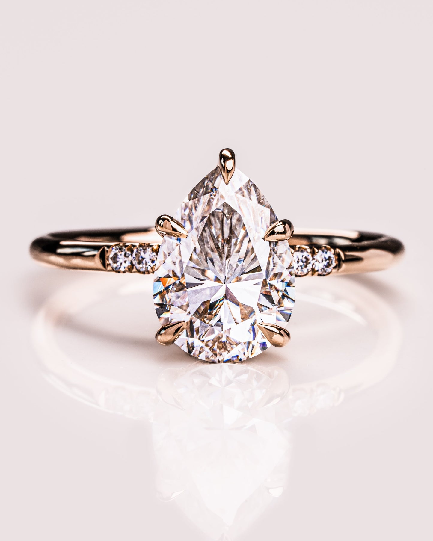 1.93 CT Pear Cut Solitaire Moissanite Engagement Ring With Hidden Halo Setting