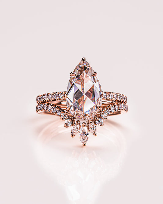 3.09 CT Pear Cut Moissanite Solitaire Bridal Ring Set