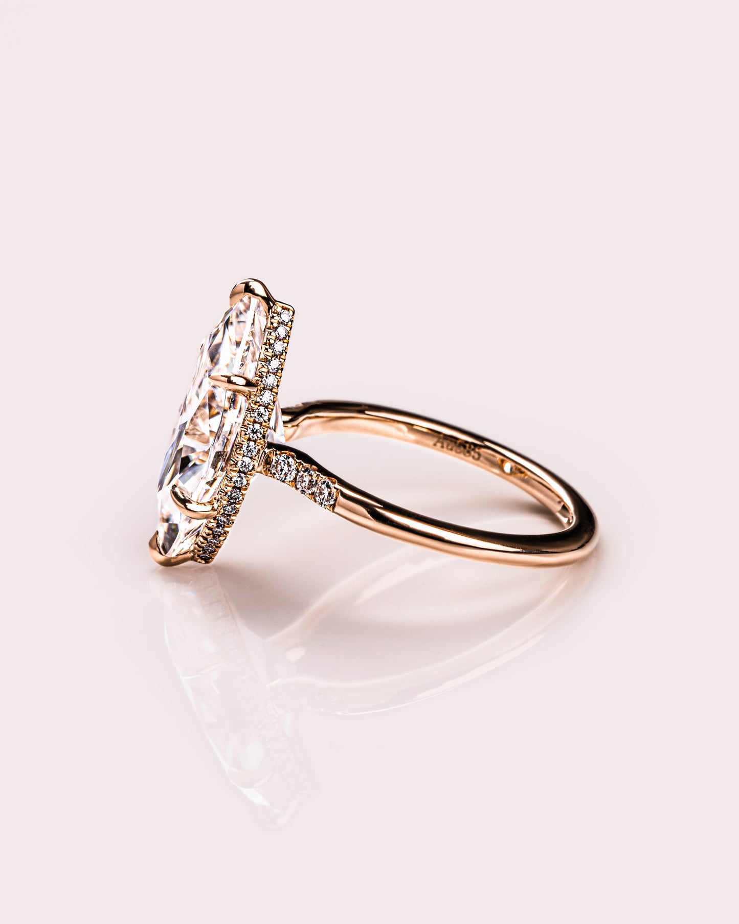 2.48 CT Marquise Cut Solitaire Moissanite Engagement Ring With Hidden Halo Setting