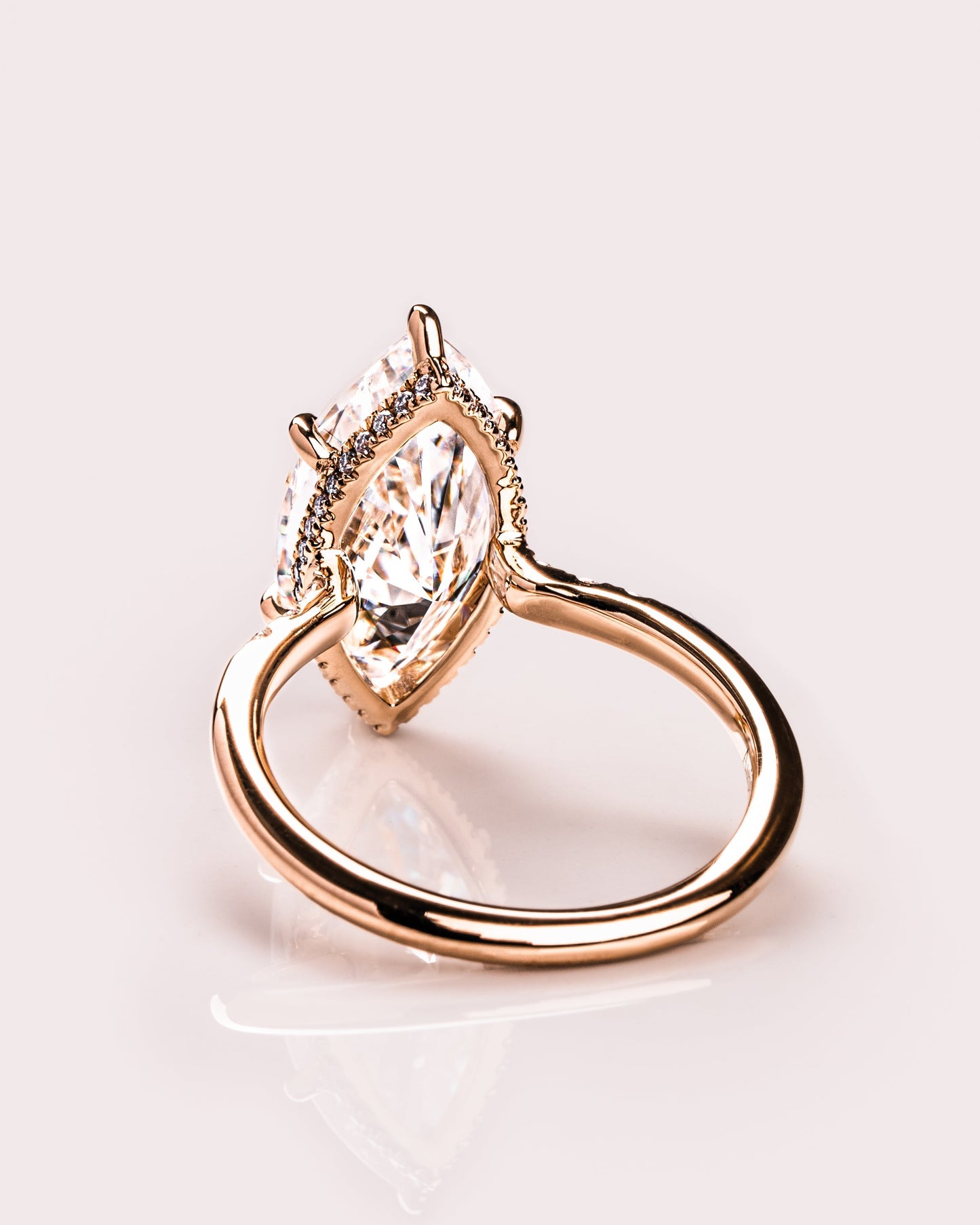 2.48 CT Marquise Cut Solitaire Moissanite Engagement Ring With Hidden Halo Setting