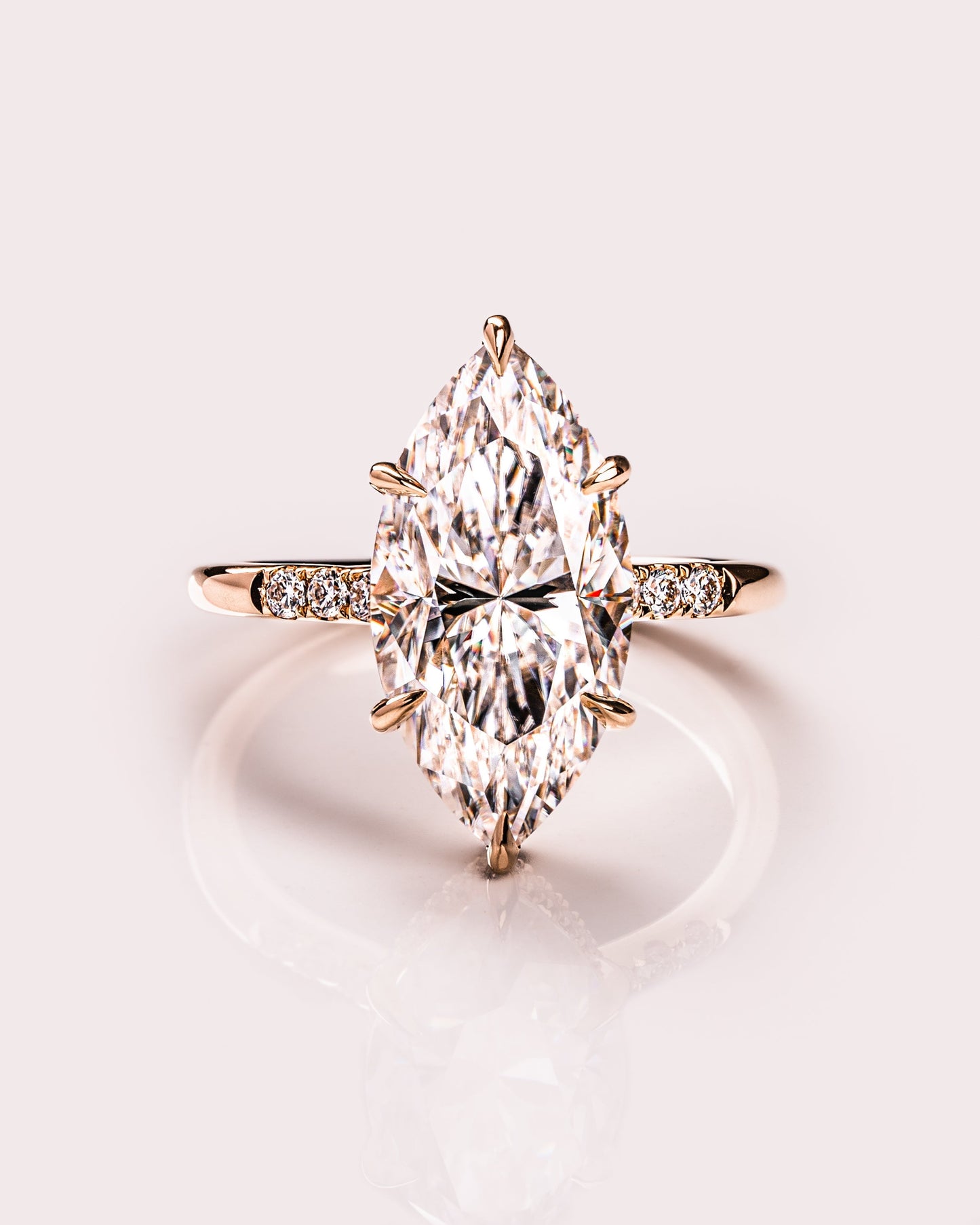2.48 CT Marquise Cut Solitaire Moissanite Engagement Ring With Hidden Halo Setting