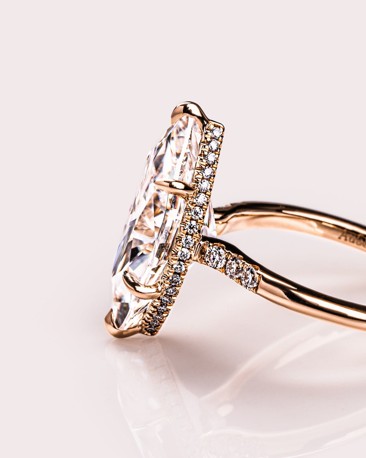 2.48 CT Marquise Cut Solitaire Moissanite Engagement Ring With Hidden Halo Setting