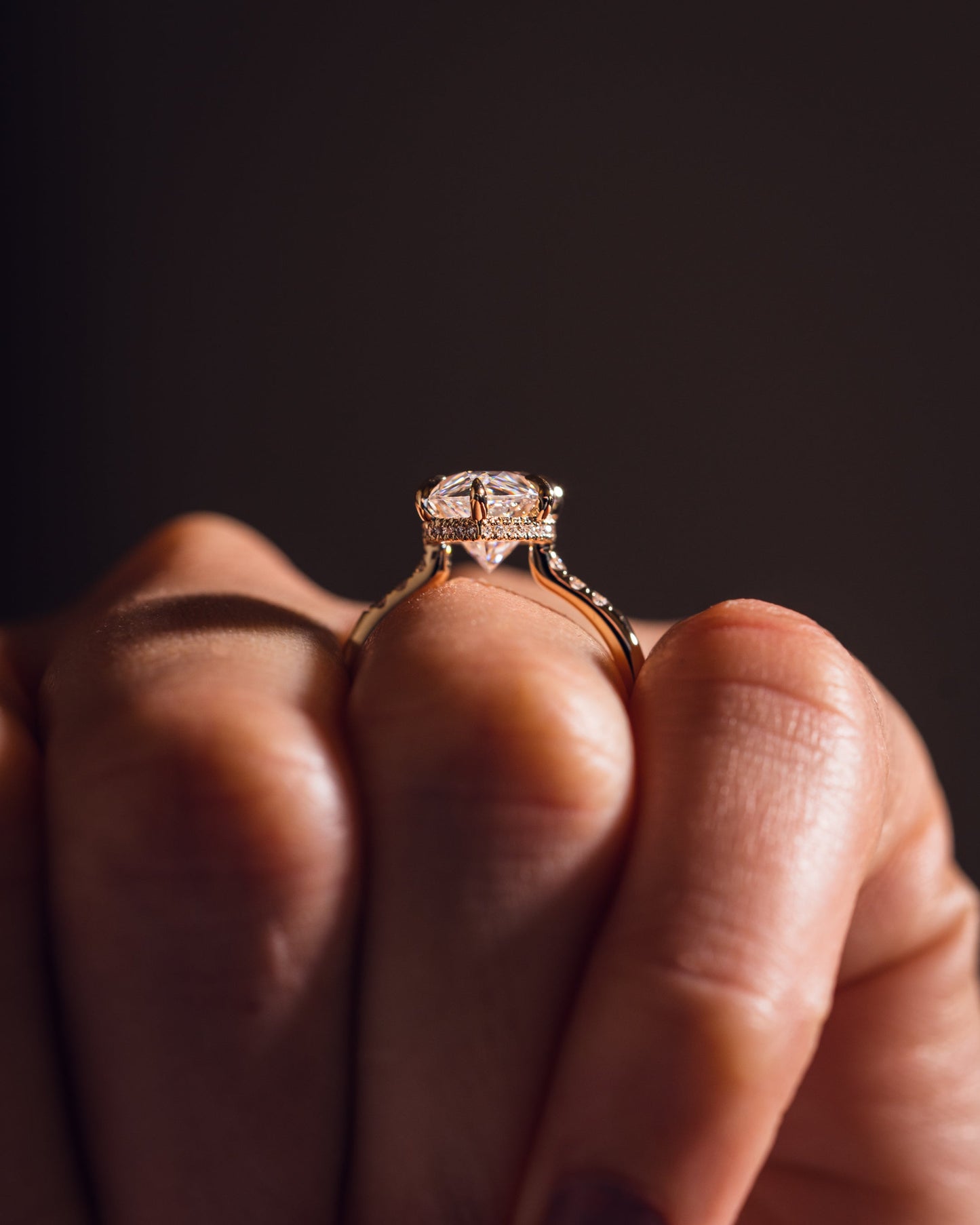 2.48 CT Marquise Cut Solitaire Moissanite Engagement Ring With Hidden Halo Setting