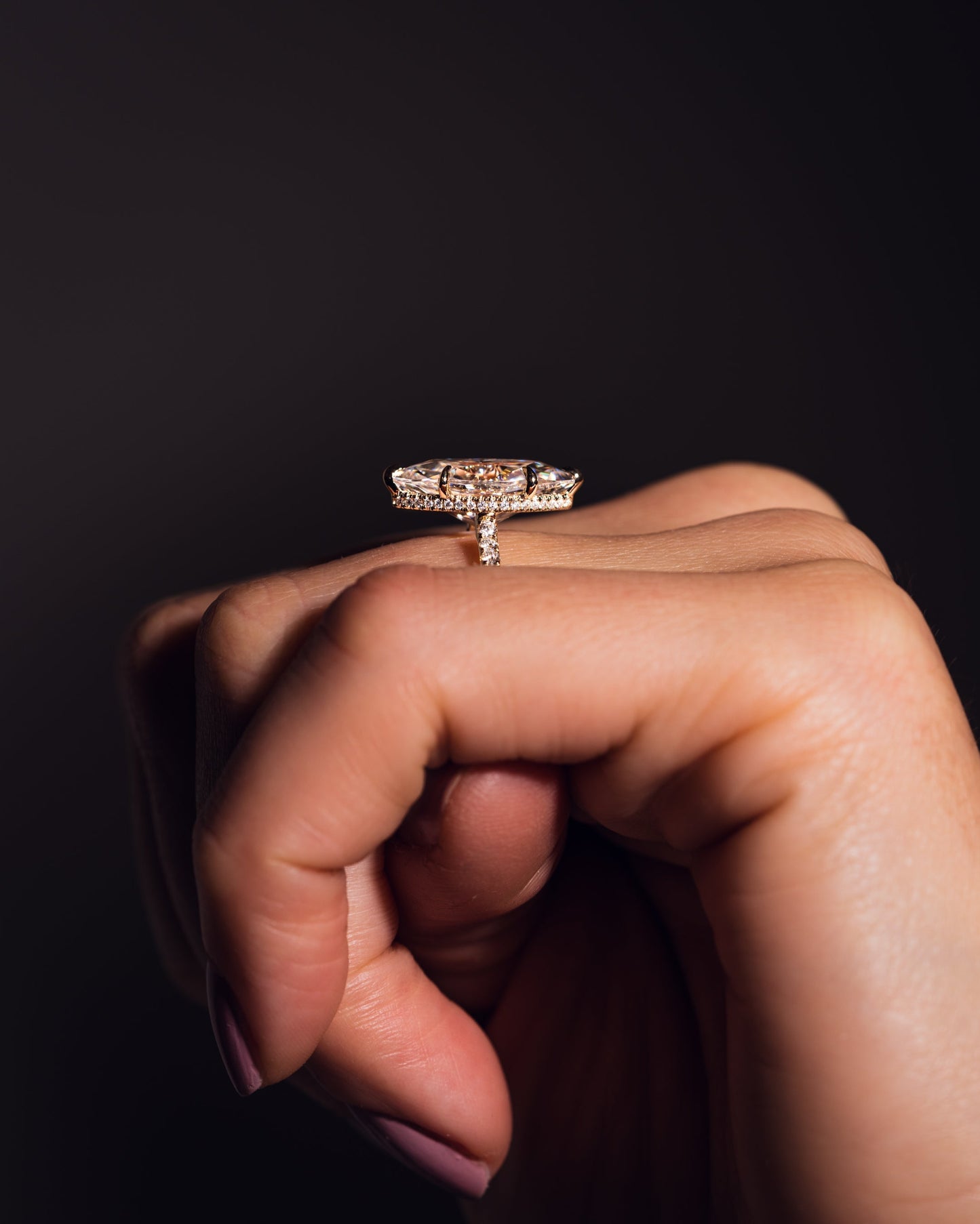 2.48 CT Marquise Cut Solitaire Moissanite Engagement Ring With Hidden Halo Setting