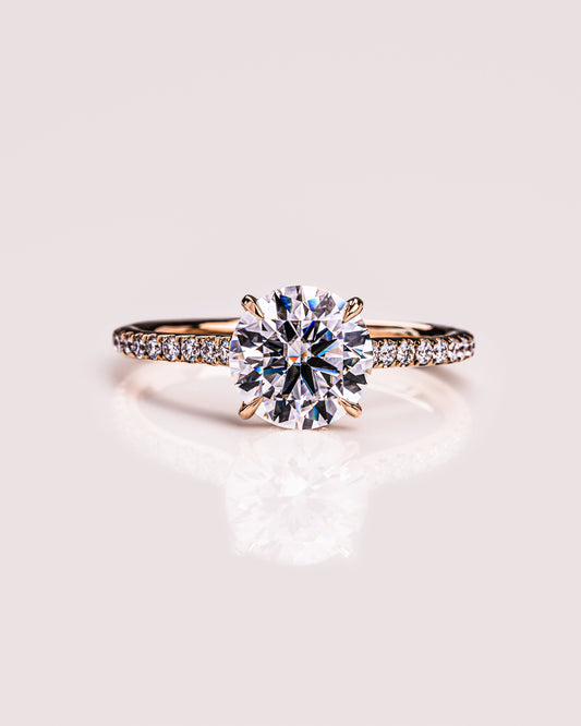 2.26 CT Round Cut Solitaire Moissanite Engagement Ring With Hidden Halo Setting