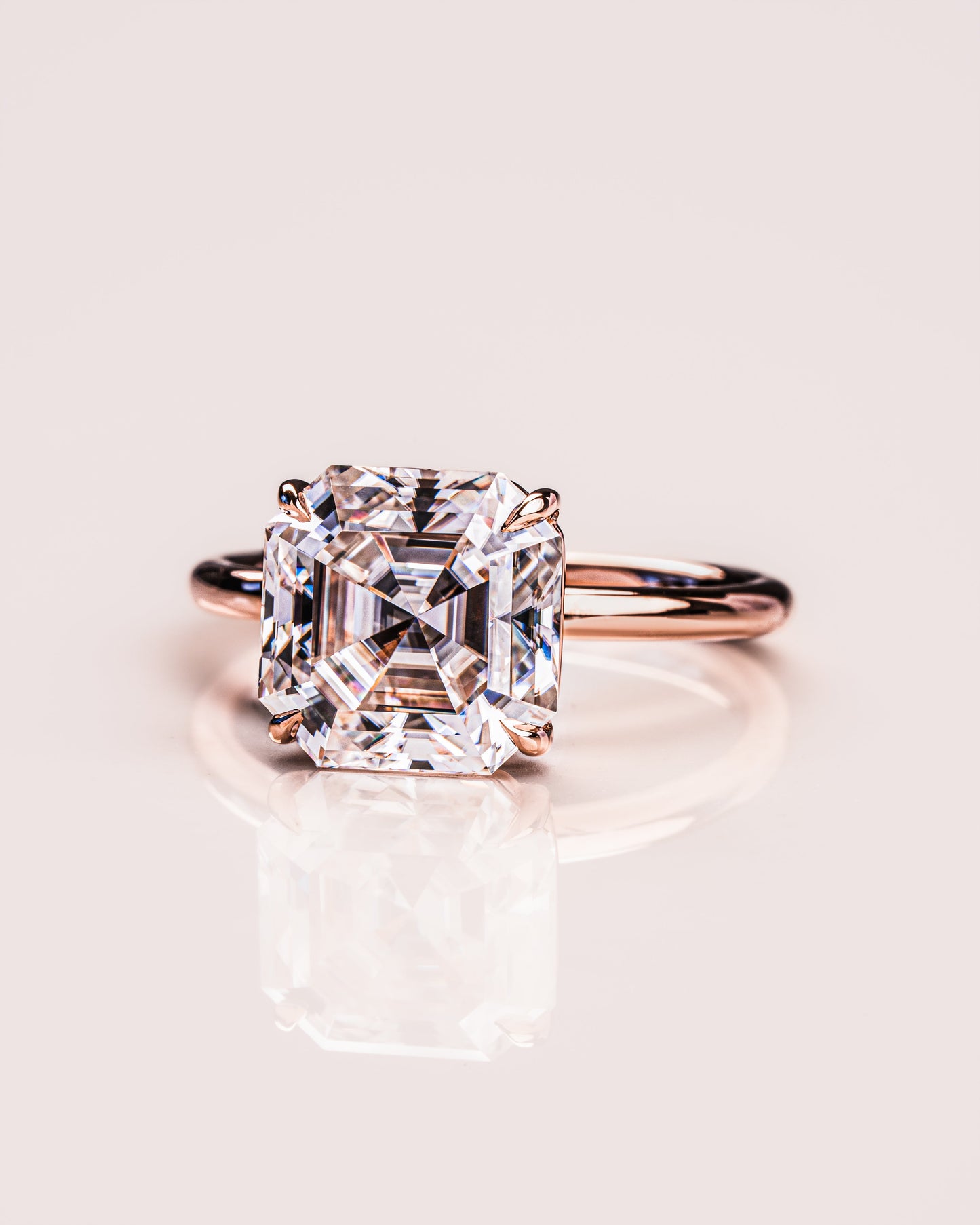 3.2 CT Asscher Solitaire Moissanite Engagement Ring