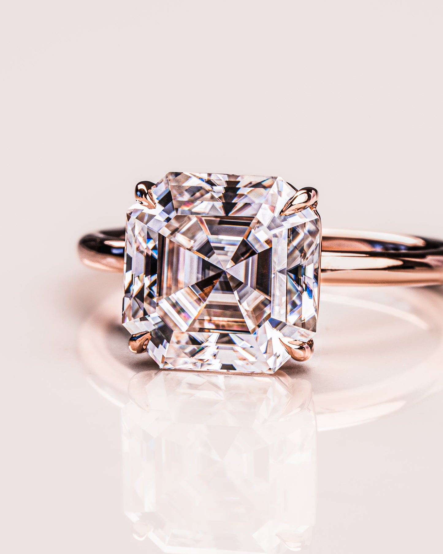 3.2 CT Asscher Solitaire Moissanite Engagement Ring