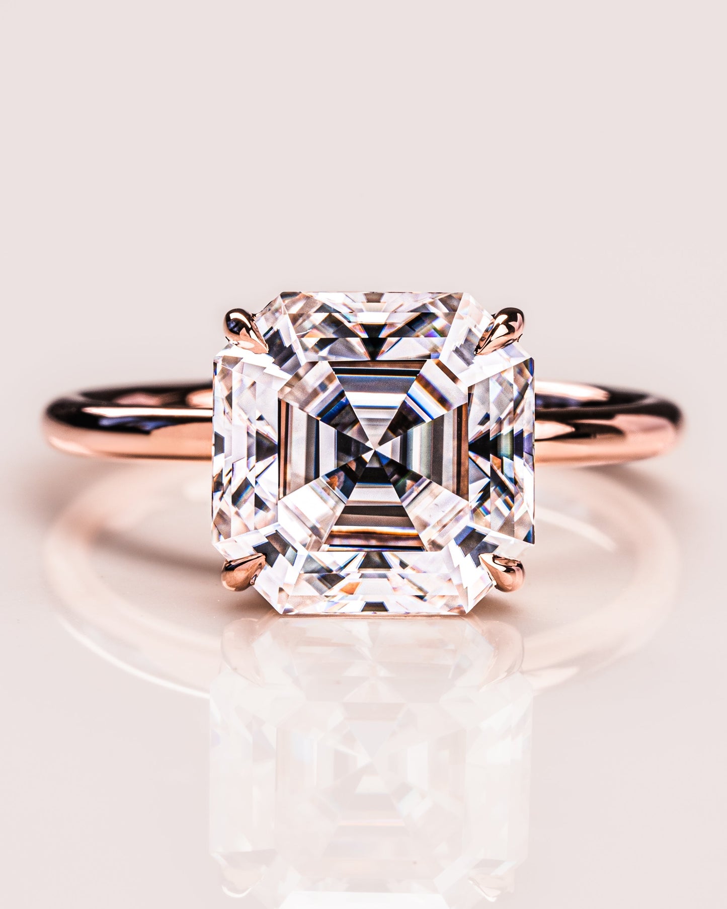 3.2 CT Asscher Solitaire Moissanite Engagement Ring