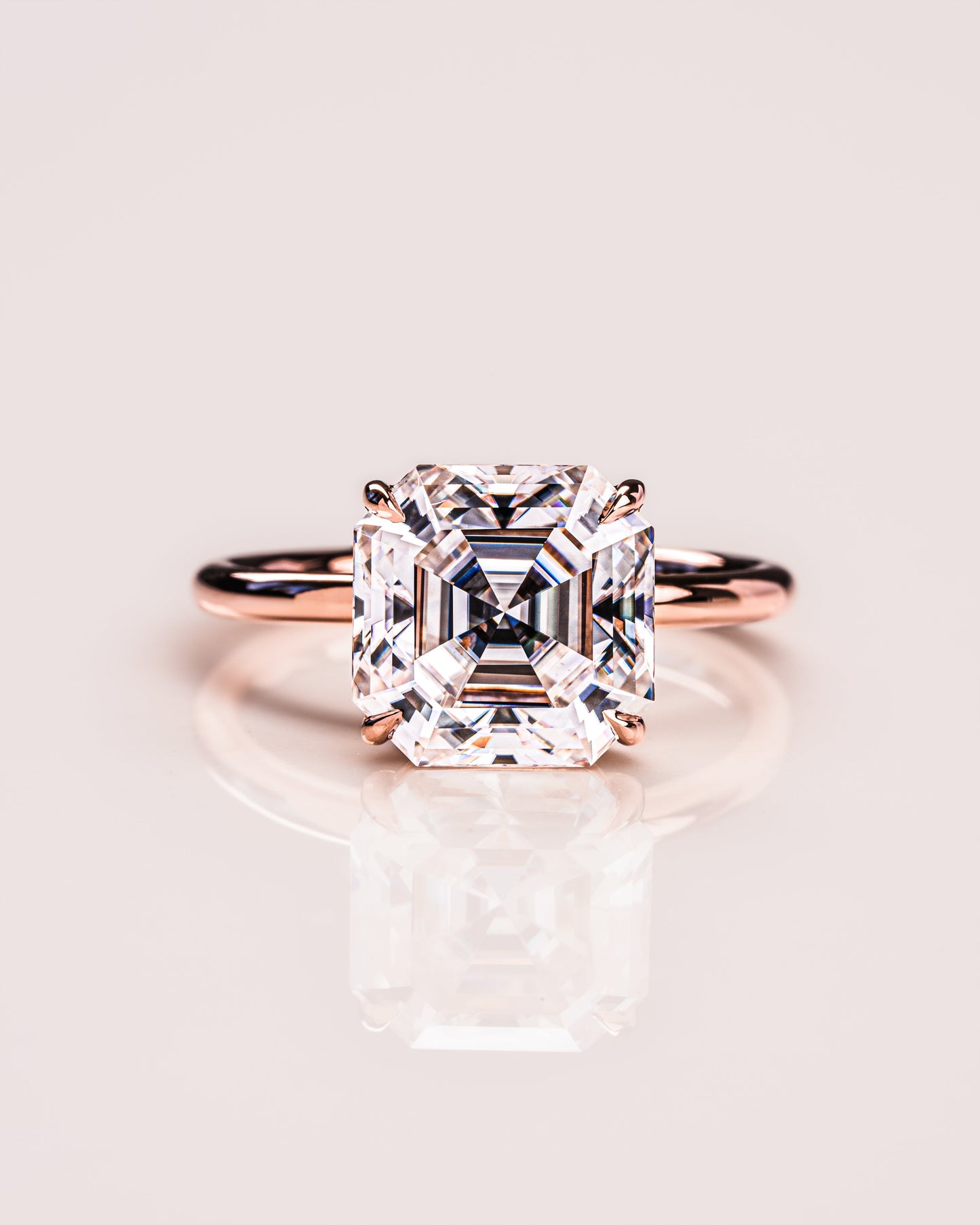 3.2 CT Asscher Solitaire Moissanite Engagement Ring
