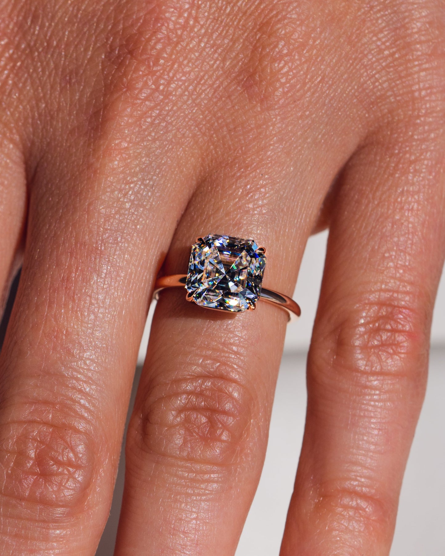 3.2 CT Asscher Solitaire Moissanite Engagement Ring