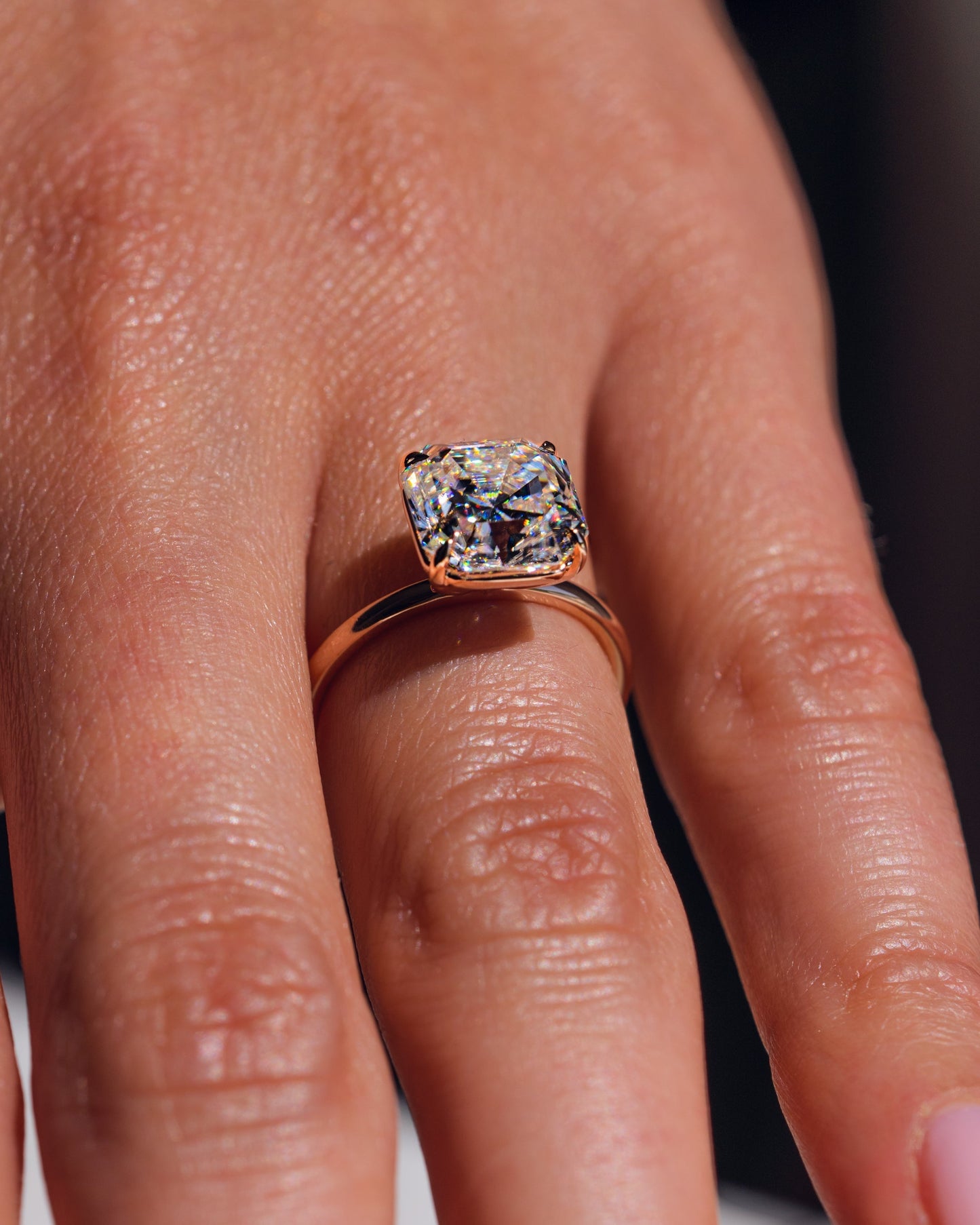 3.2 CT Asscher Solitaire Moissanite Engagement Ring