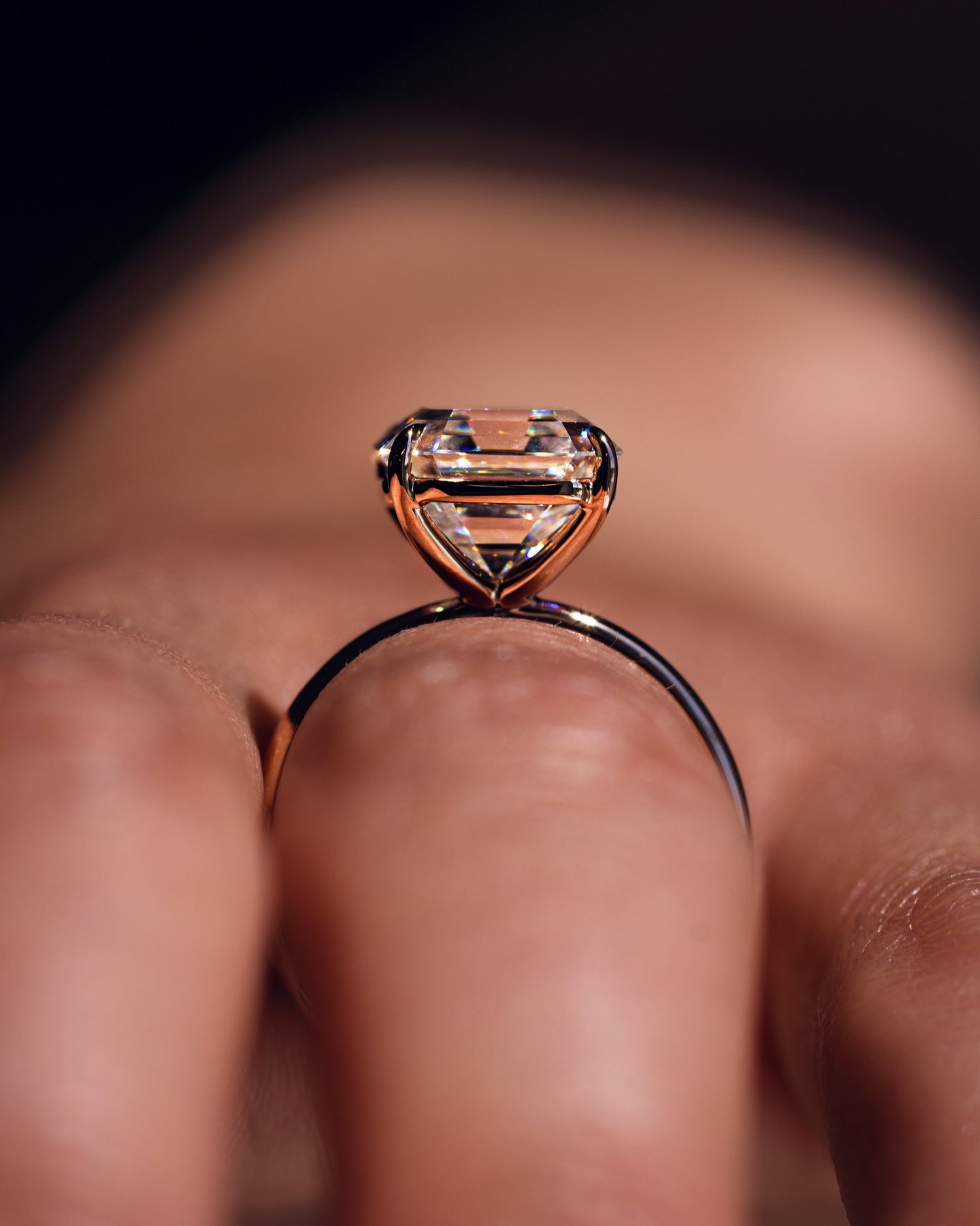 3.2 CT Asscher Solitaire Moissanite Engagement Ring