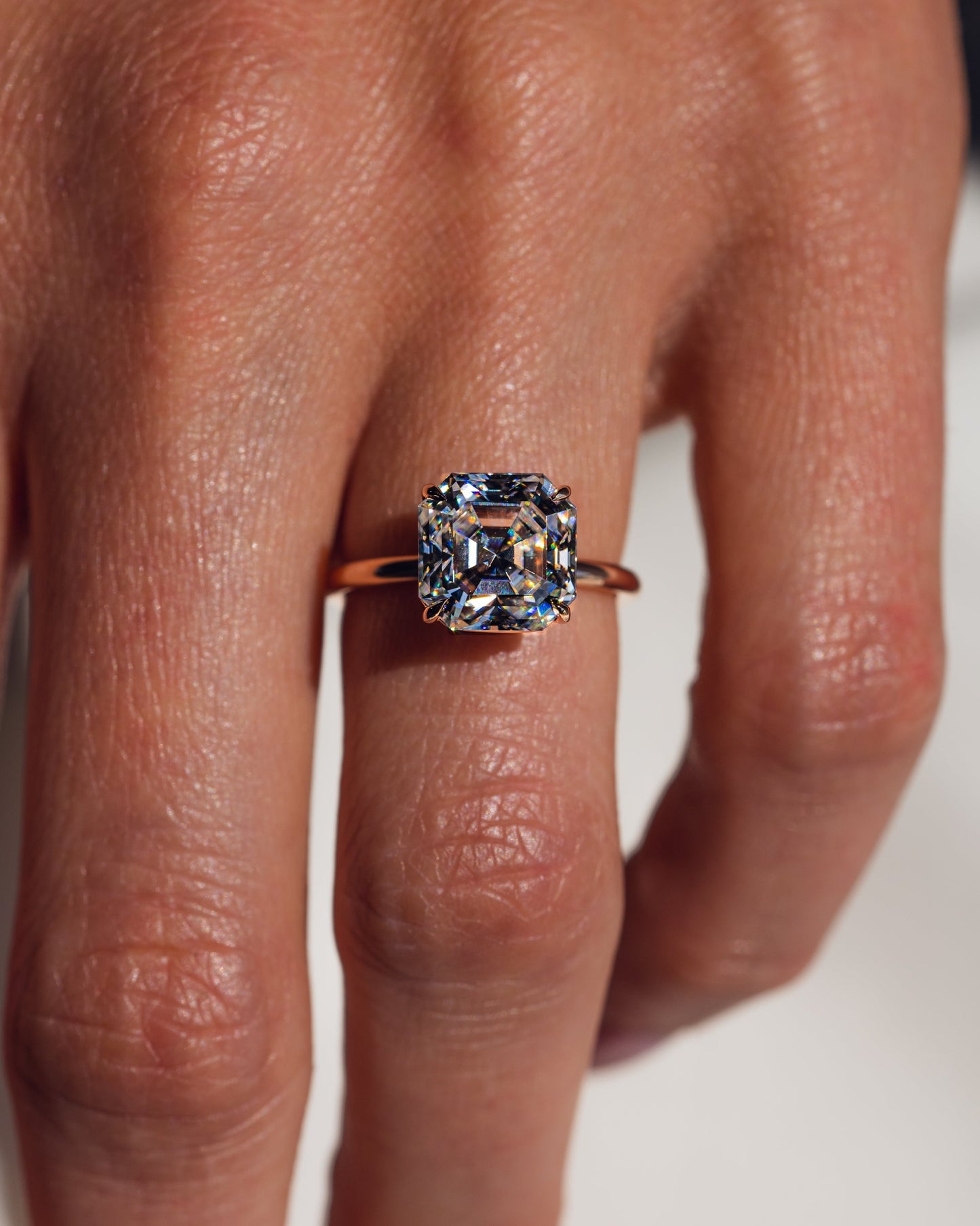 3.2 CT Asscher Solitaire Moissanite Engagement Ring