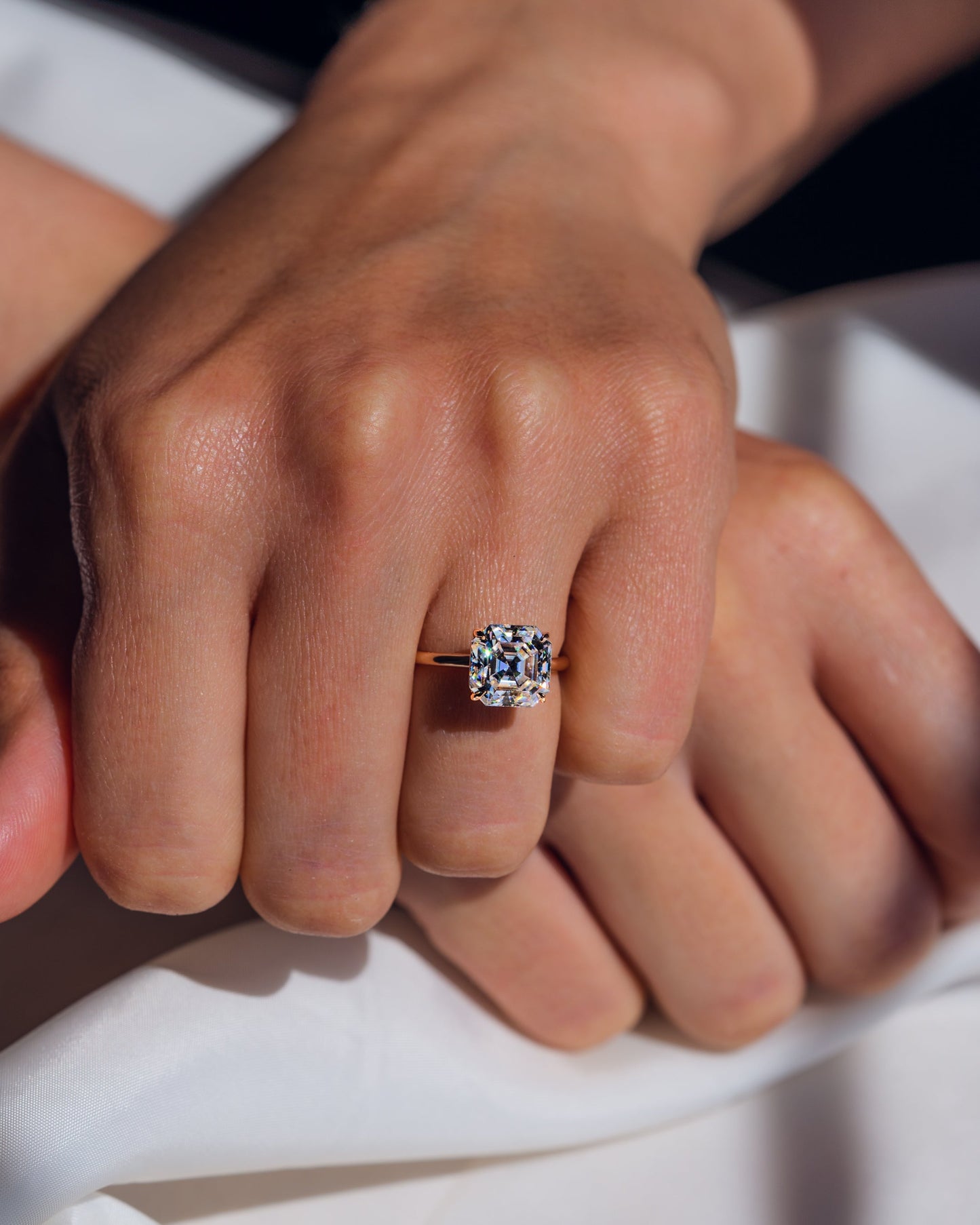 3.2 CT Asscher Solitaire Moissanite Engagement Ring