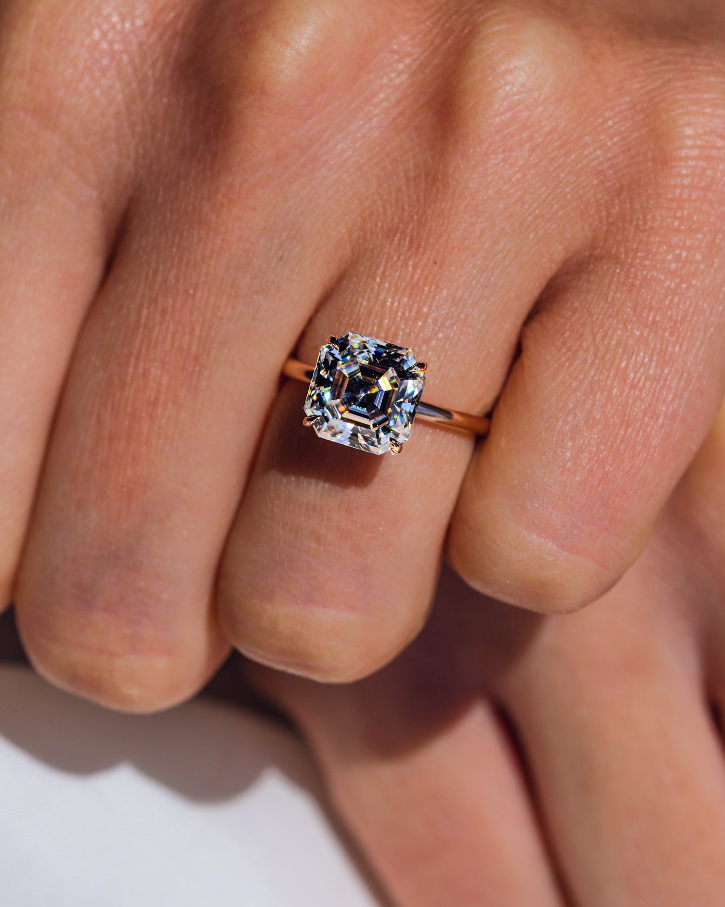 3.2 CT Asscher Solitaire Moissanite Engagement Ring