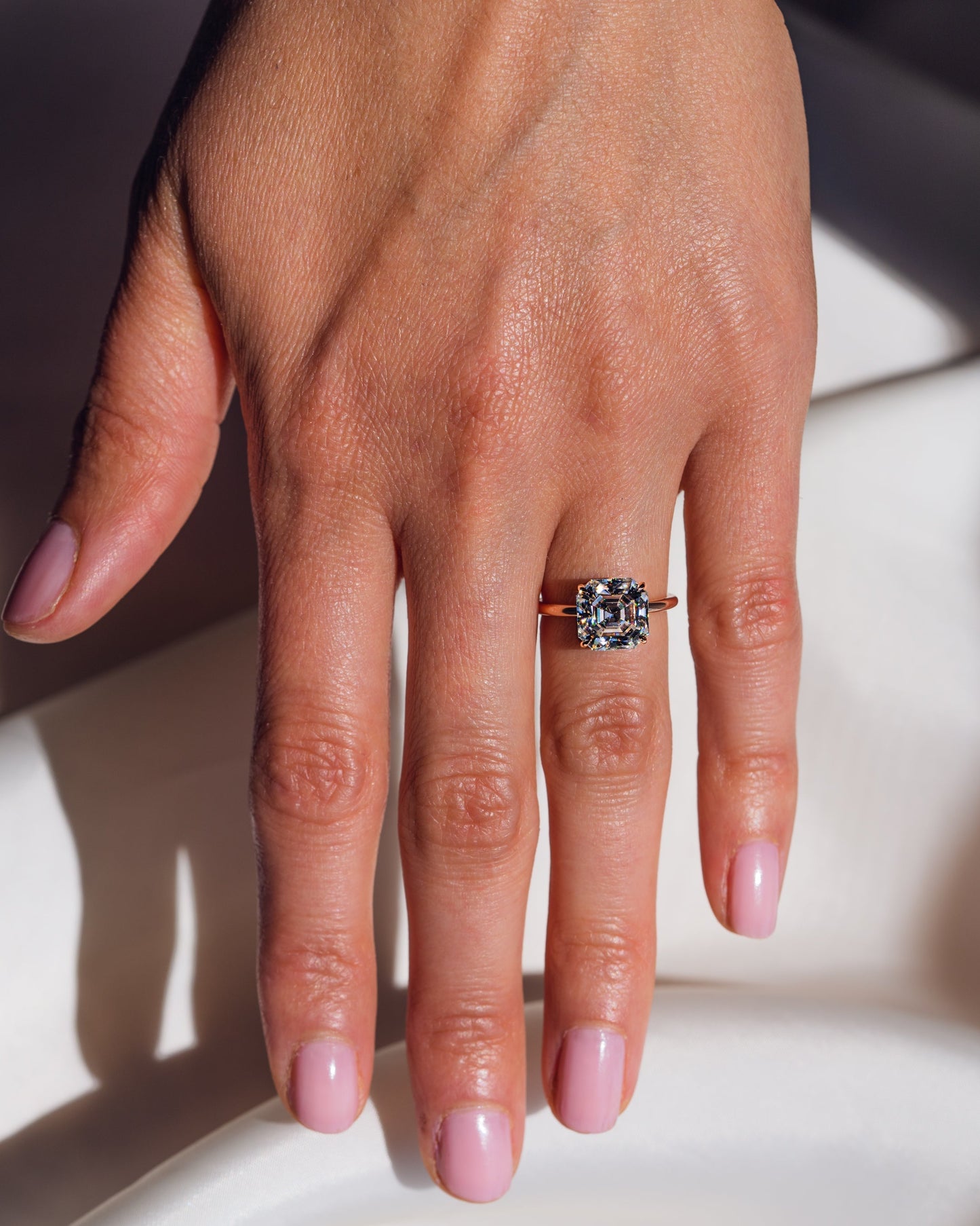 3.2 CT Asscher Solitaire Moissanite Engagement Ring