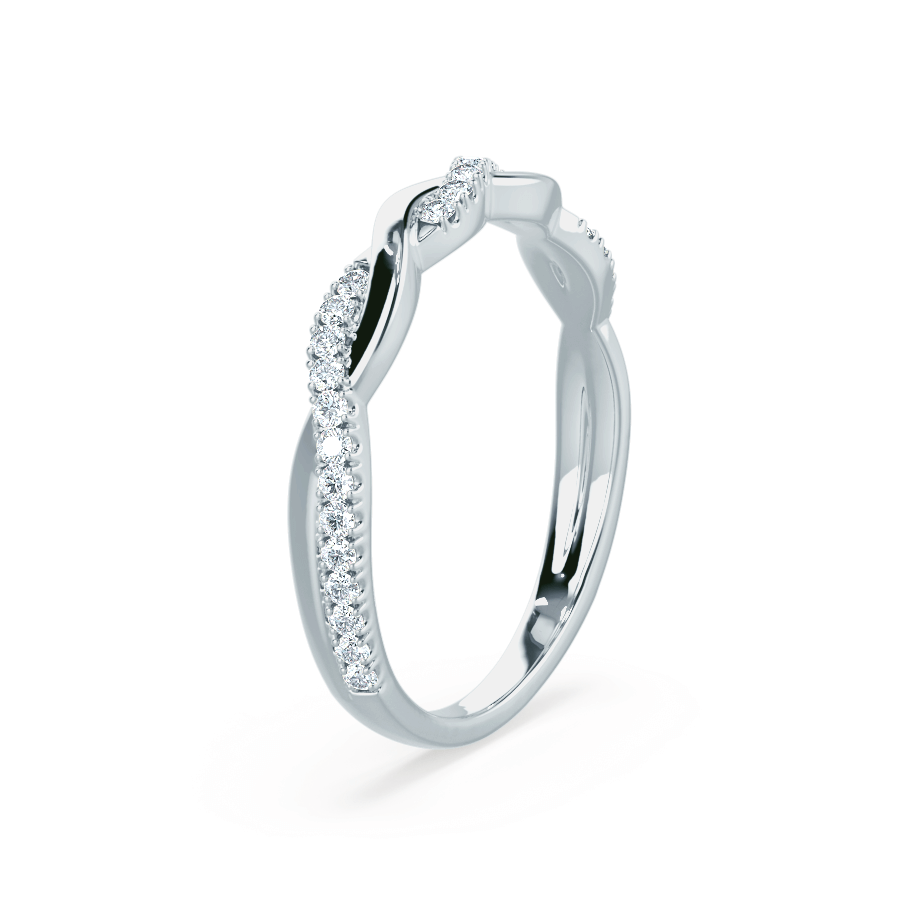 0.20 CT Round Shaped Moissanite Twig Style Wedding Band