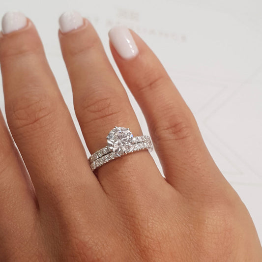 1.50 CT Round Solitaire CVD F/VS Diamond Bridal Ring Set 2