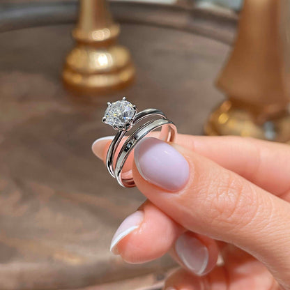 1.50 CT Round Solitaire CVD F/VS Diamond Bridal Ring Set 3