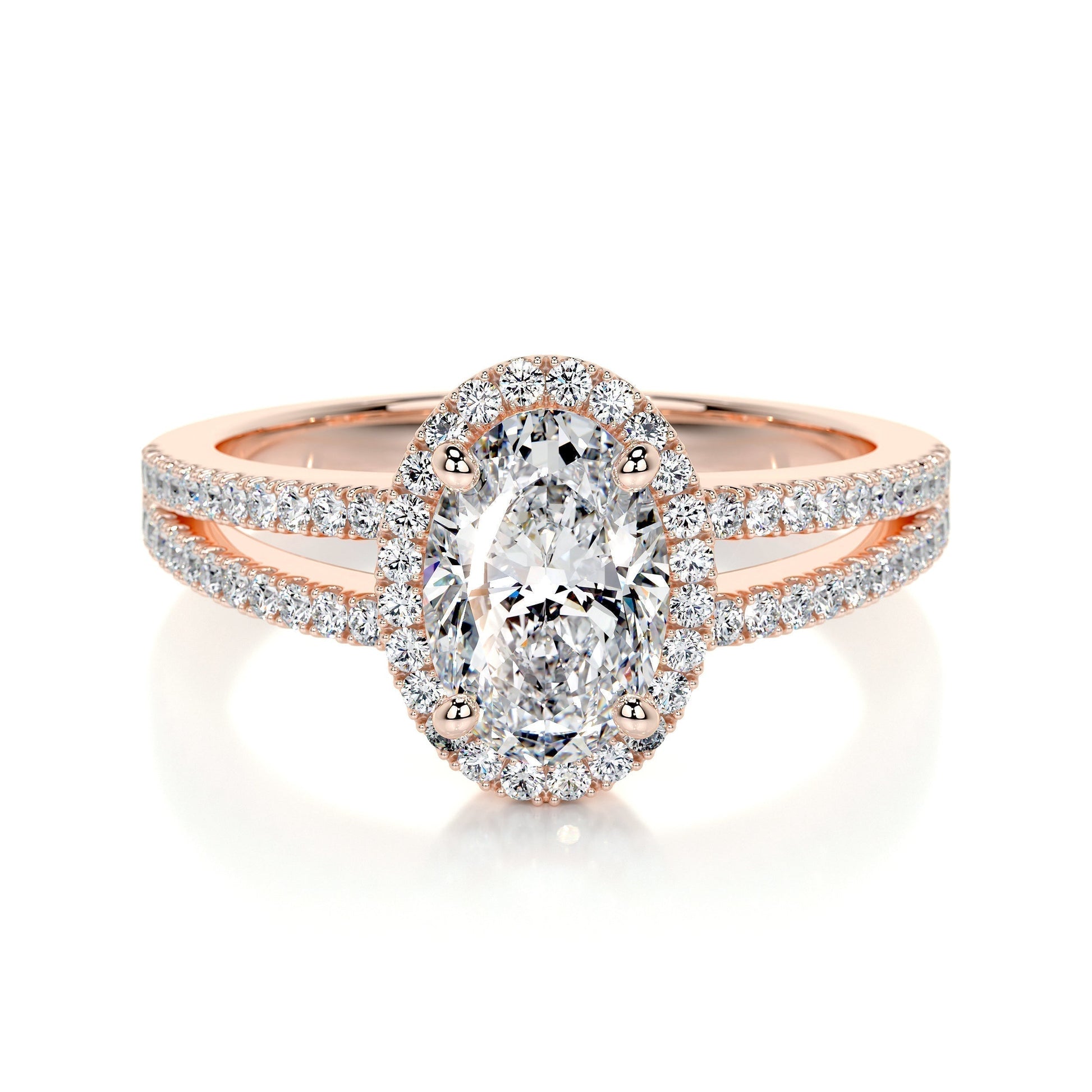 0.90 CT Oval Halo CVD H/SI1 Diamond Engagement Ring 11