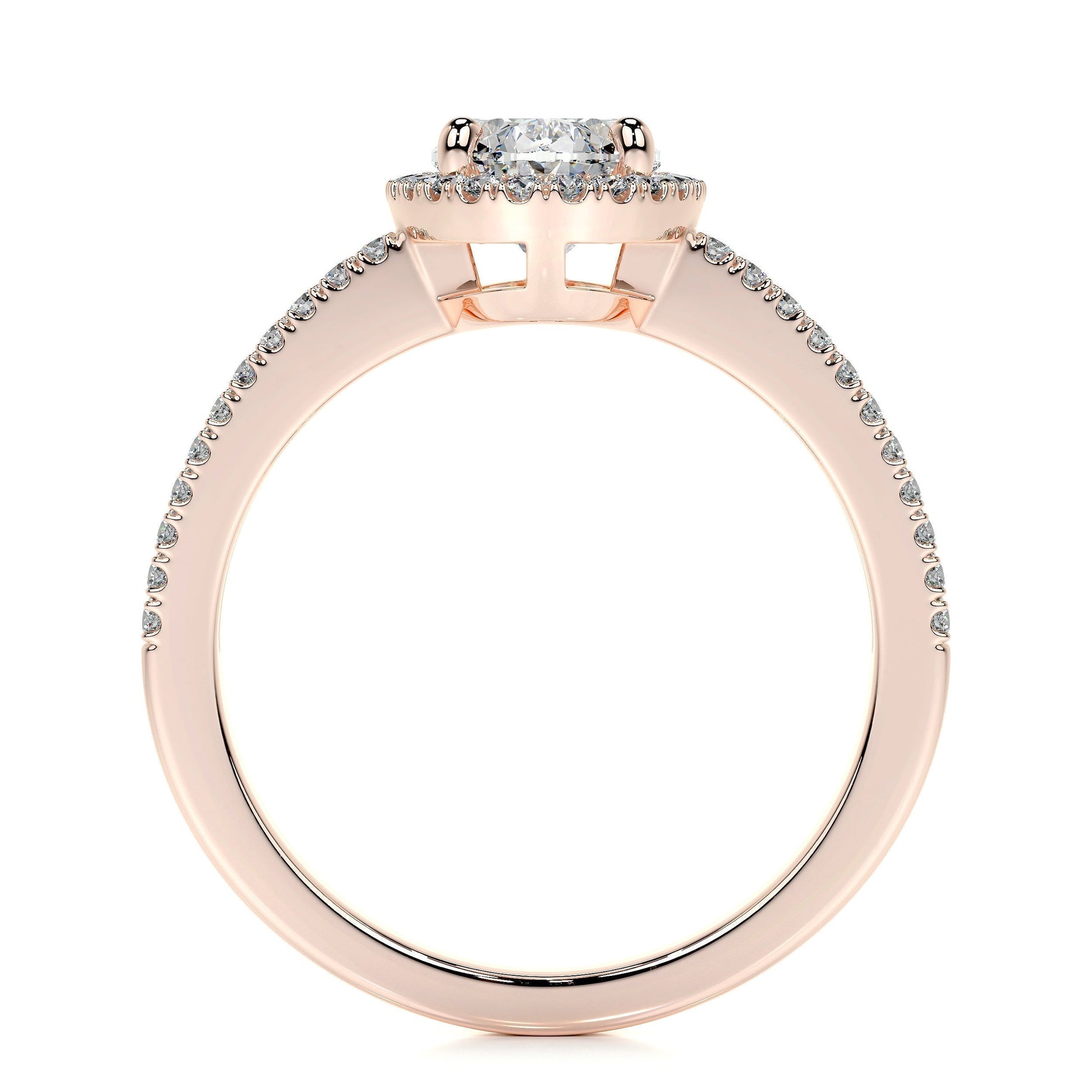 0.90 CT Oval Halo CVD H/SI1 Diamond Engagement Ring 14