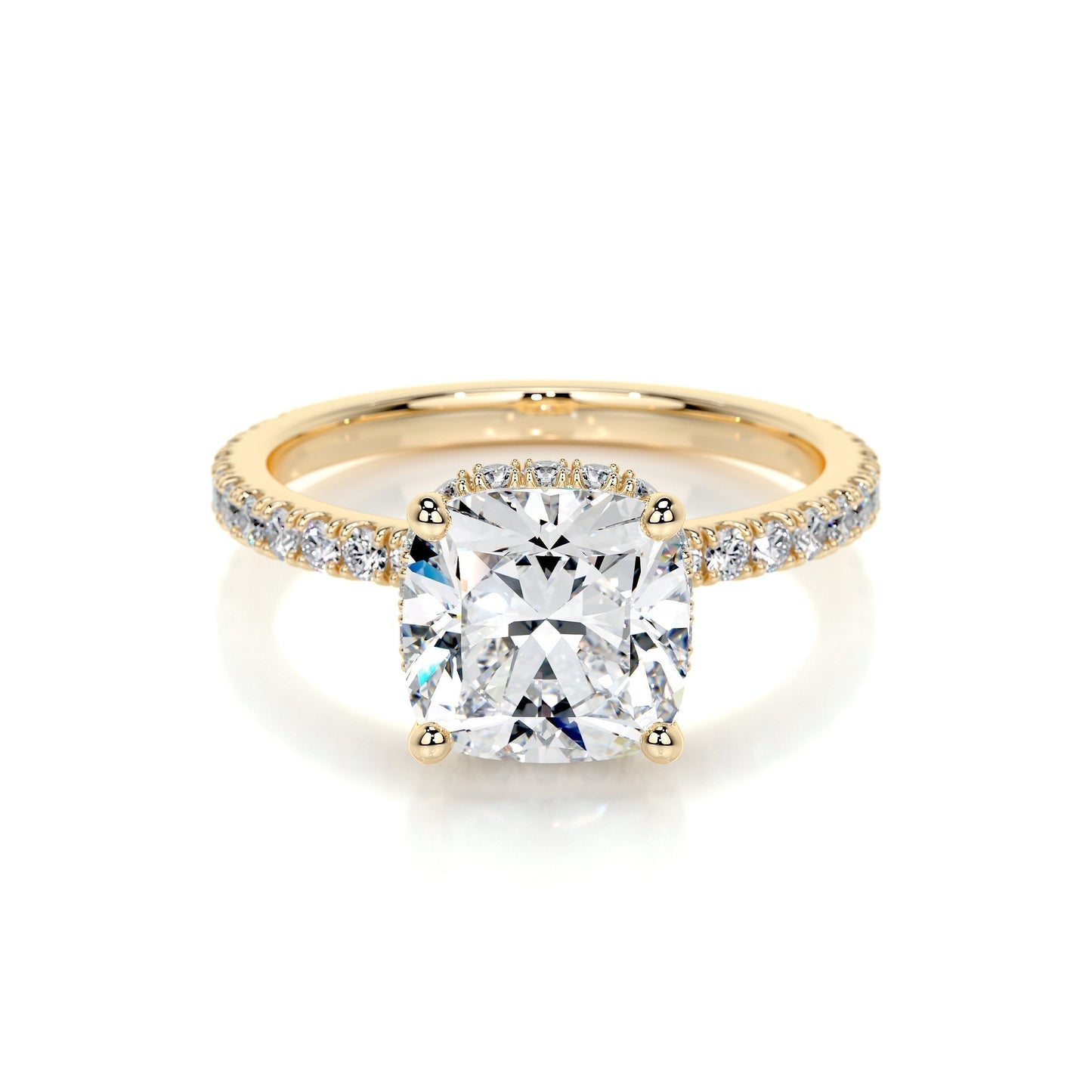2.0 CT Cushion Hidden Halo CVD E/VS1 Diamond Engagement Ring 7