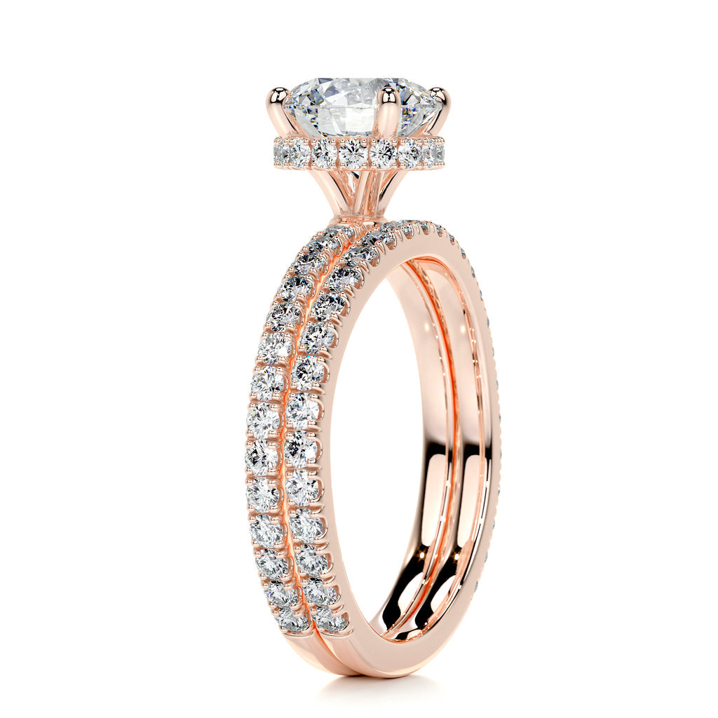 1.25 CT Round Hidden Halo CVD F/VS Diamond Bridal Ring Set 17