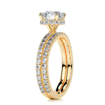 1.25 CT Round Hidden Halo CVD F/VS Diamond Bridal Ring Set 12