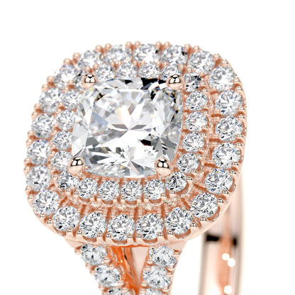 1.0 CT Cushion Double Halo CVD D/VS1 Diamond Engagement Ring 14