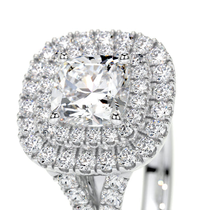 1.0 CT Cushion Double Halo CVD D/VS1 Diamond Engagement Ring 5